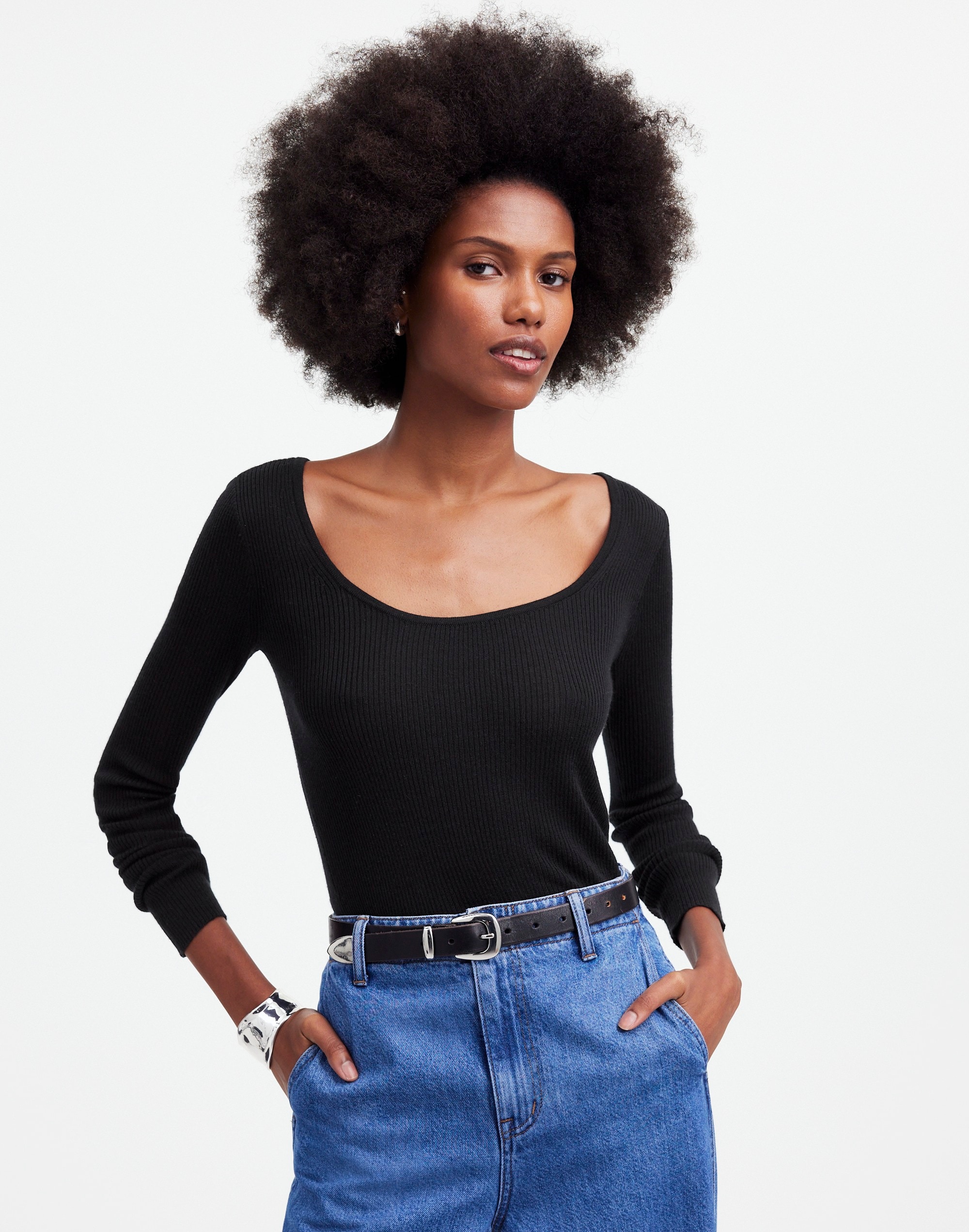 Merino Wool-Silk Blend Scoopneck Sweater | Madewell