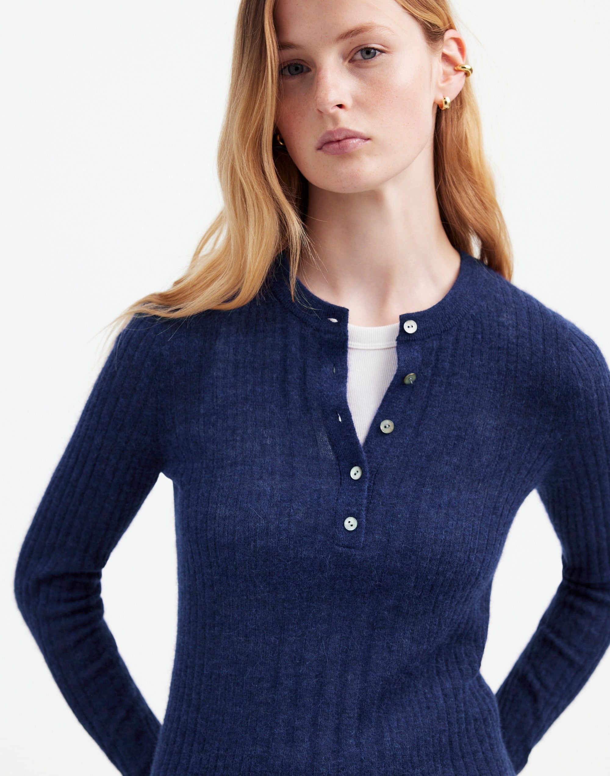 Alpaca-Blend Henley Sweater | Madewell