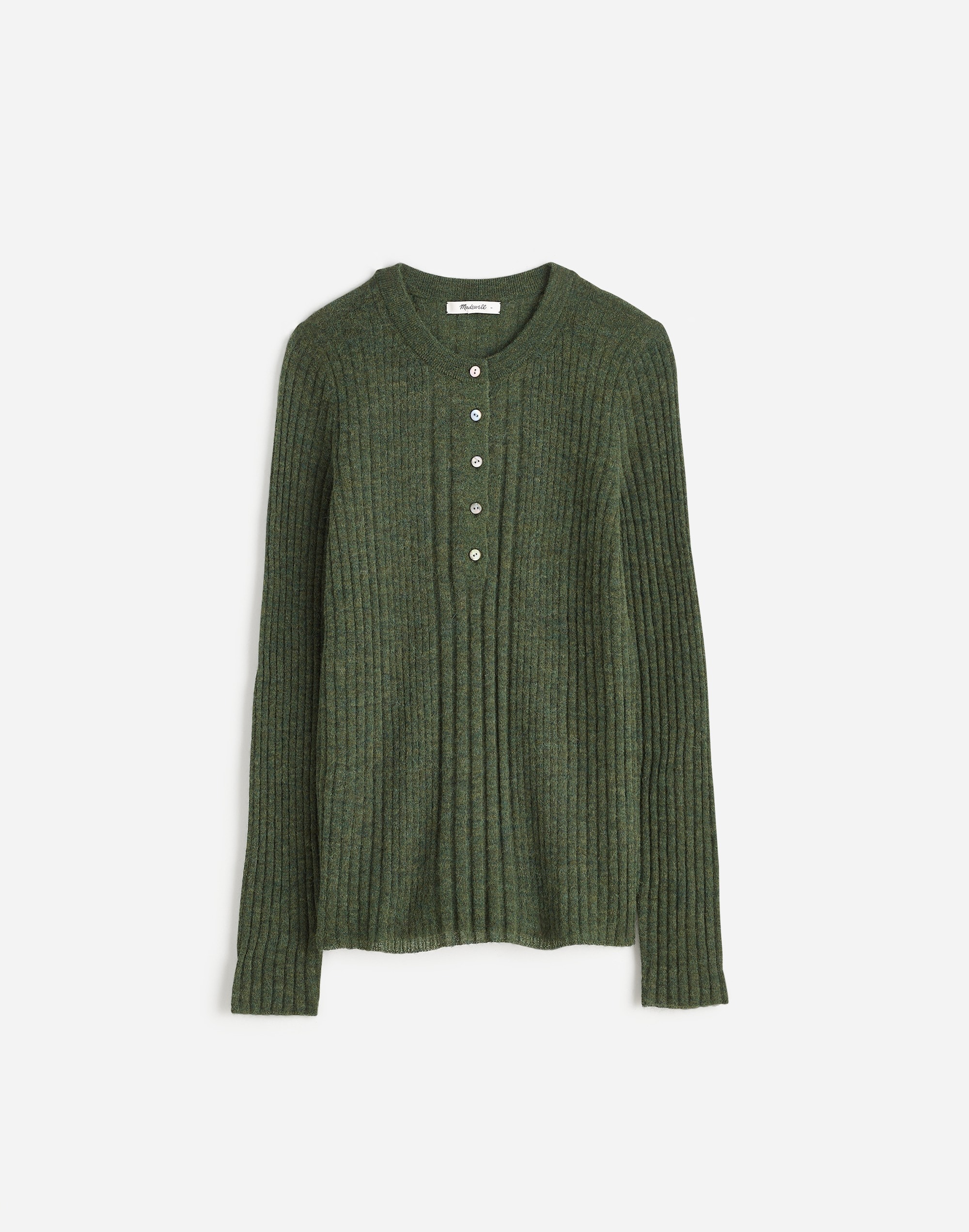 Mw Alpaca-blend Henley Sweater In Green