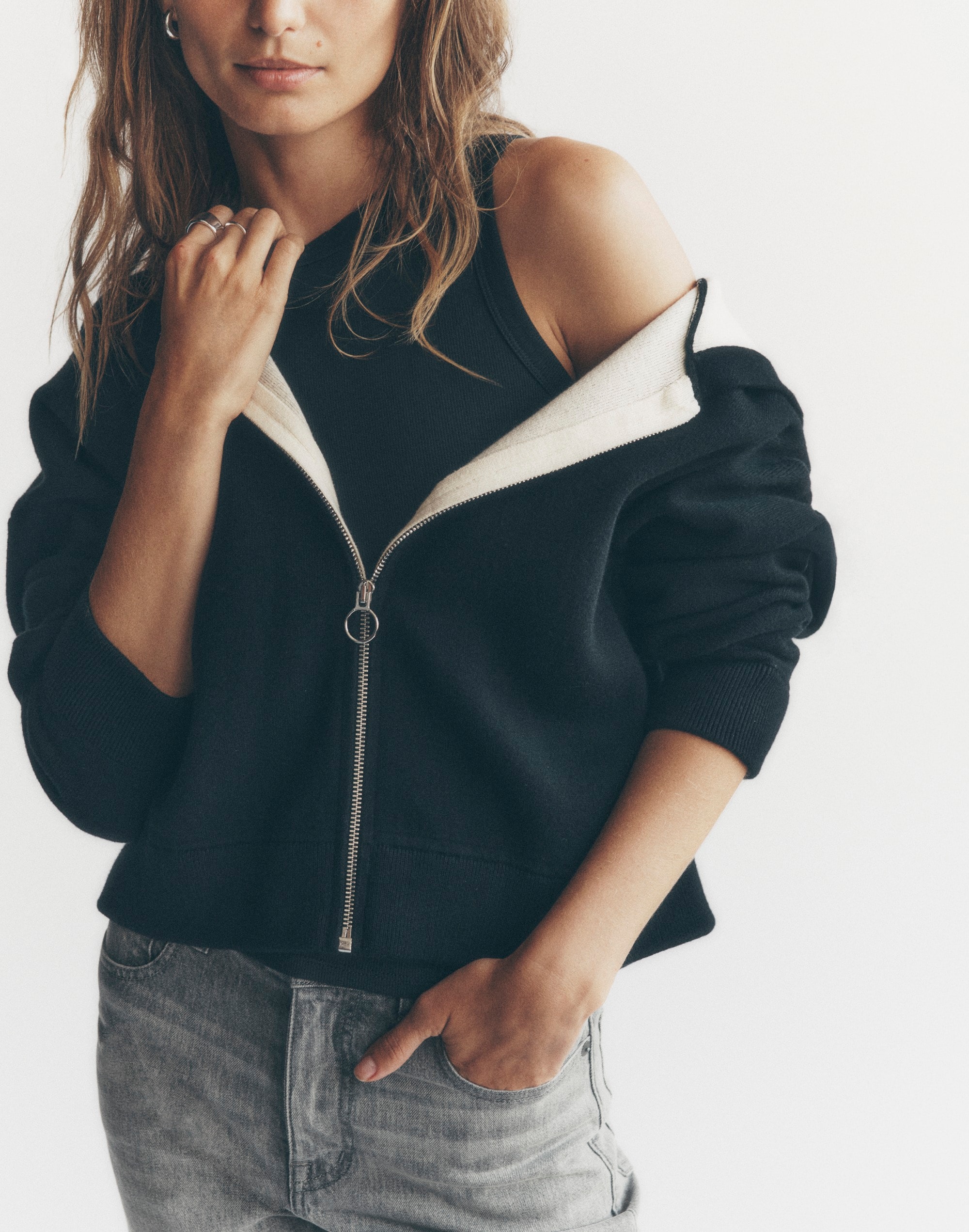 Double-Face Cotton-Blend Sweater Hoodie | Madewell