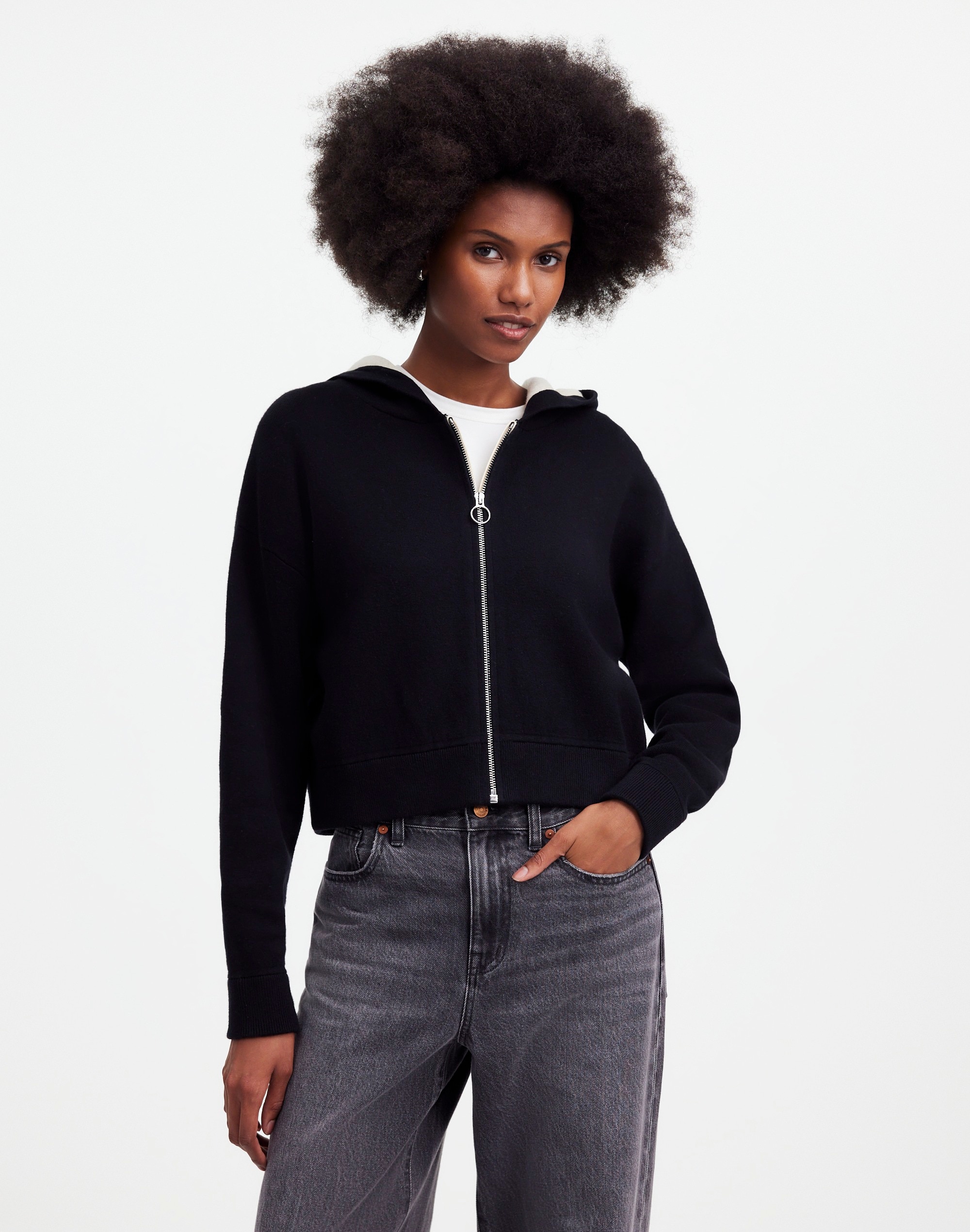 Double-Face Cotton-Blend Sweater Hoodie | Madewell