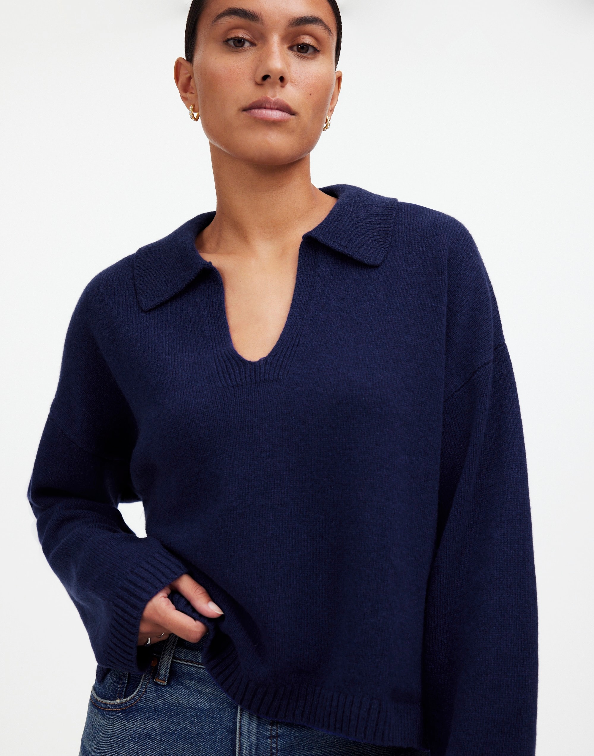 Cashmere-Wool Blend Polo Sweater | Madewell