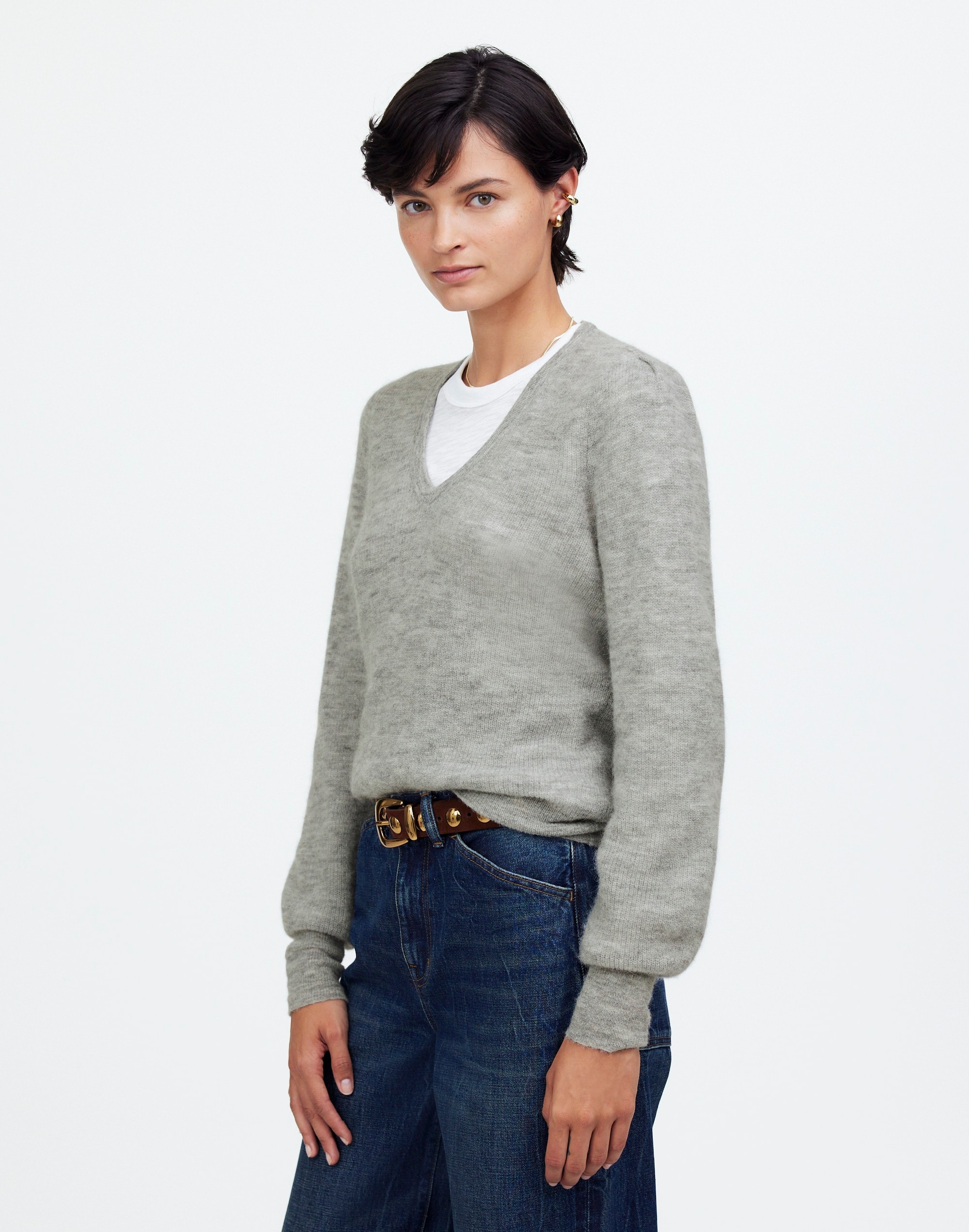 Alpaca-Blend Deep V-Neck Sweater | Madewell