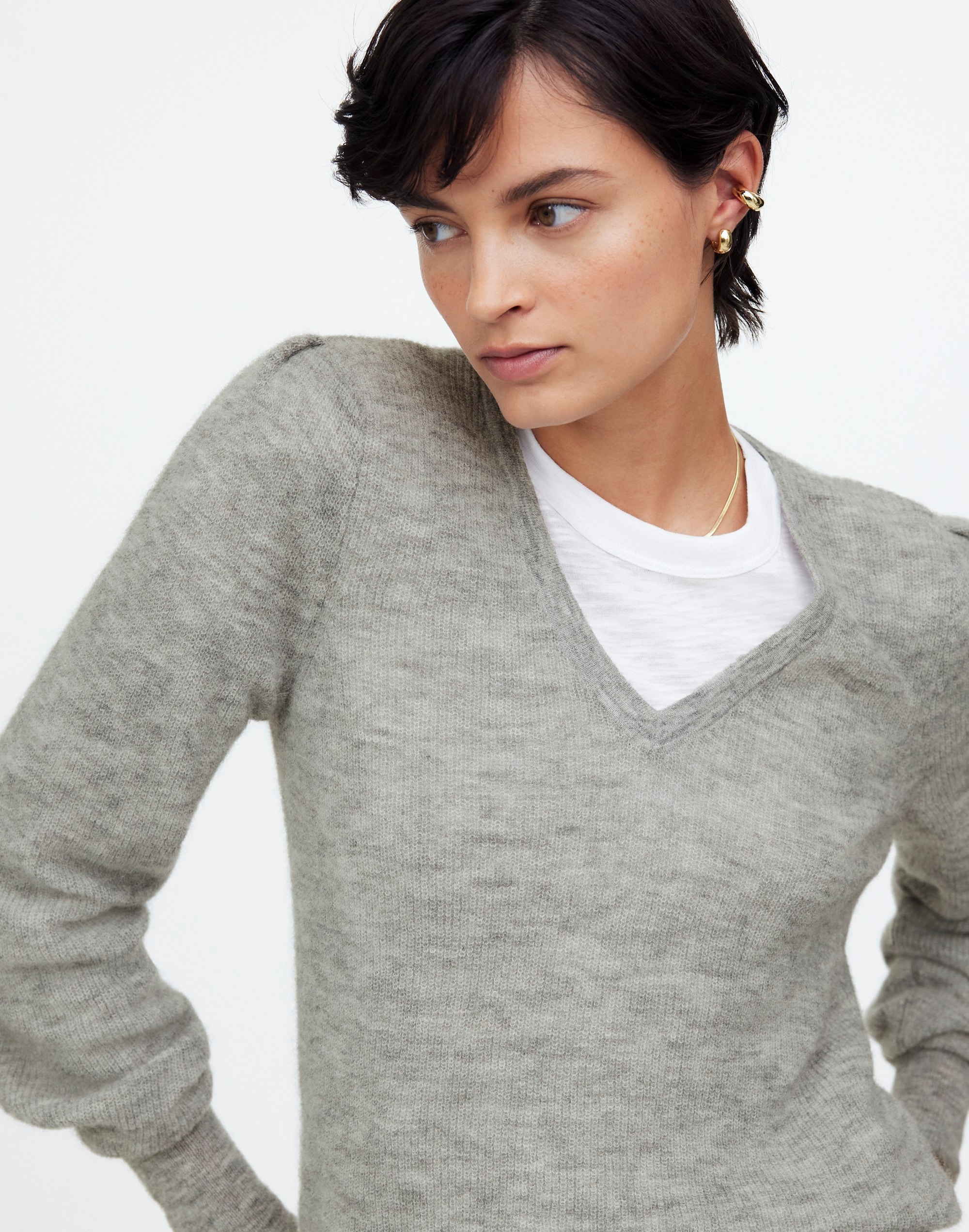 Alpaca-Blend Deep V-Neck Sweater | Madewell