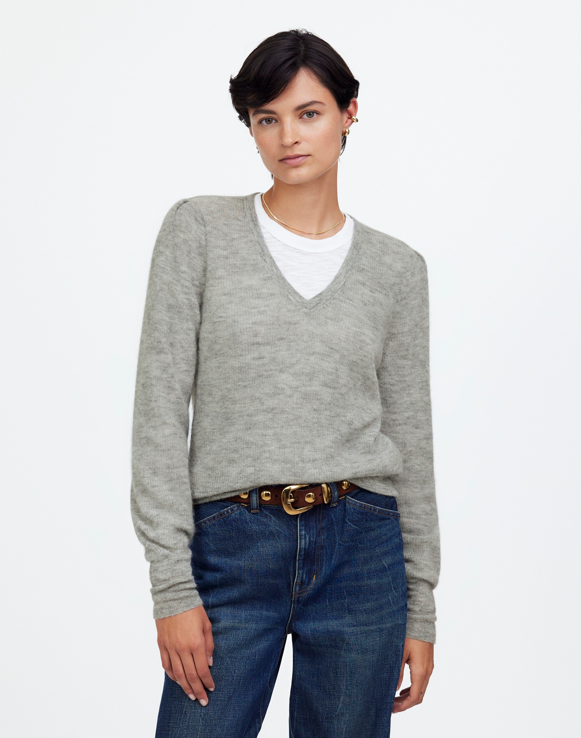 Alpaca-Blend Deep V-Neck Sweater | Madewell