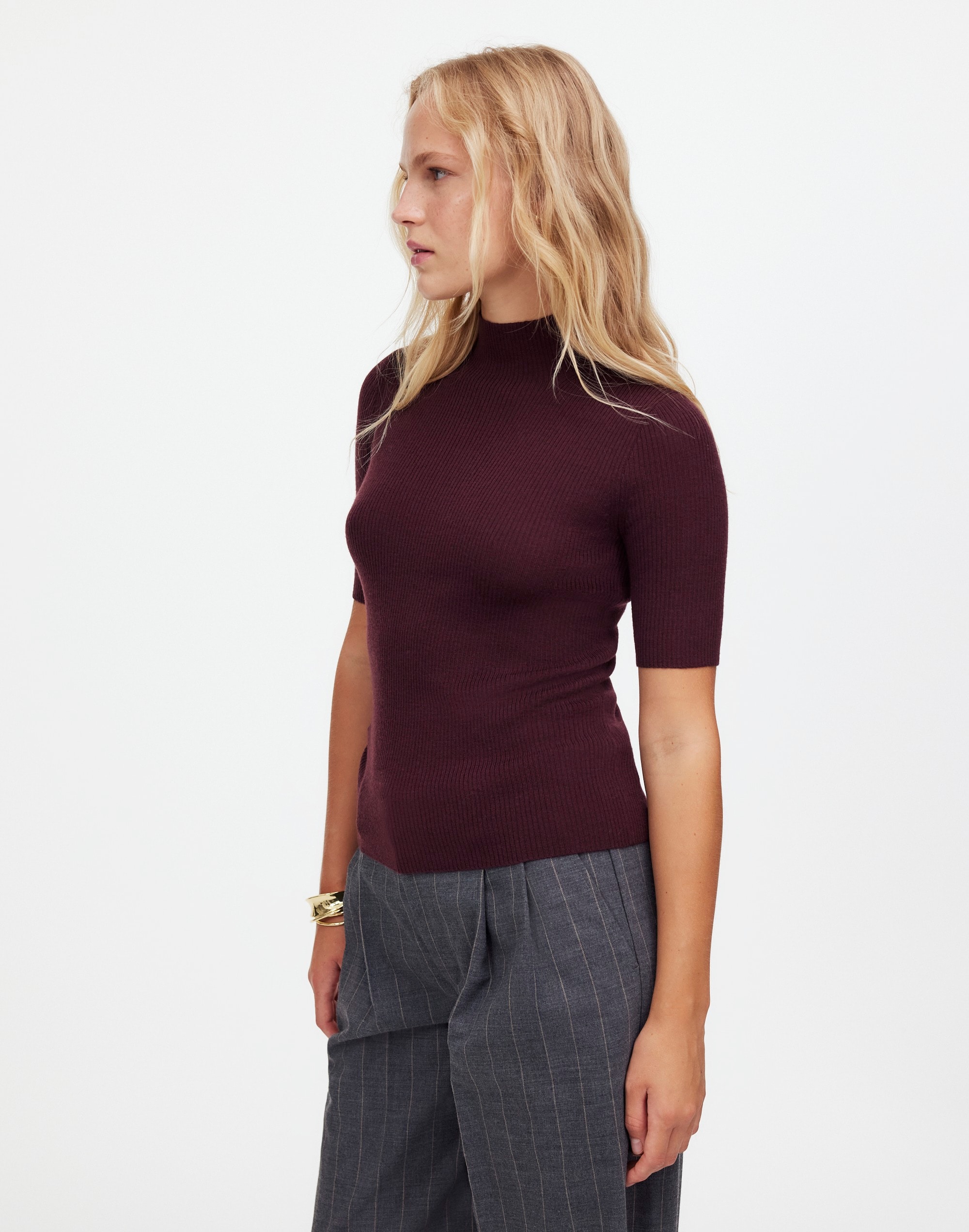 Ribbed Merino Wool Mockneck Sweater Tee | Madewell