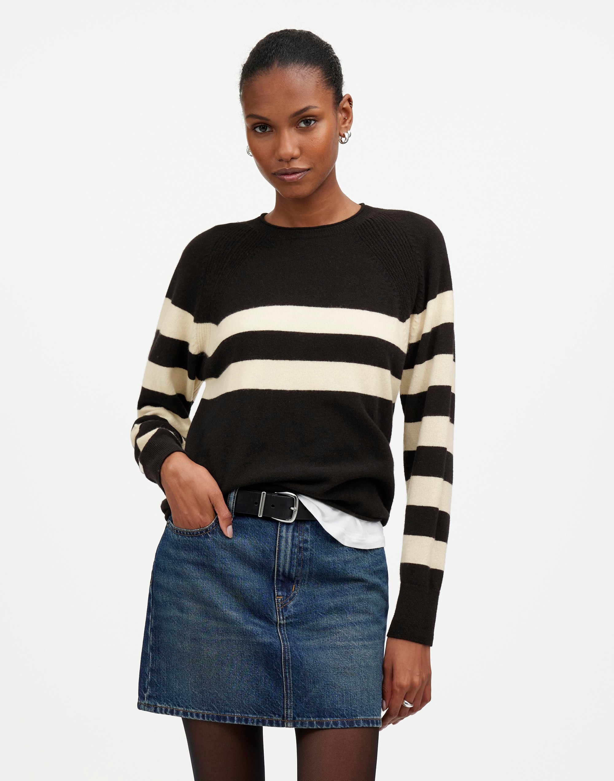 Cashmere Raglan Sweater in Stripe | Madewell