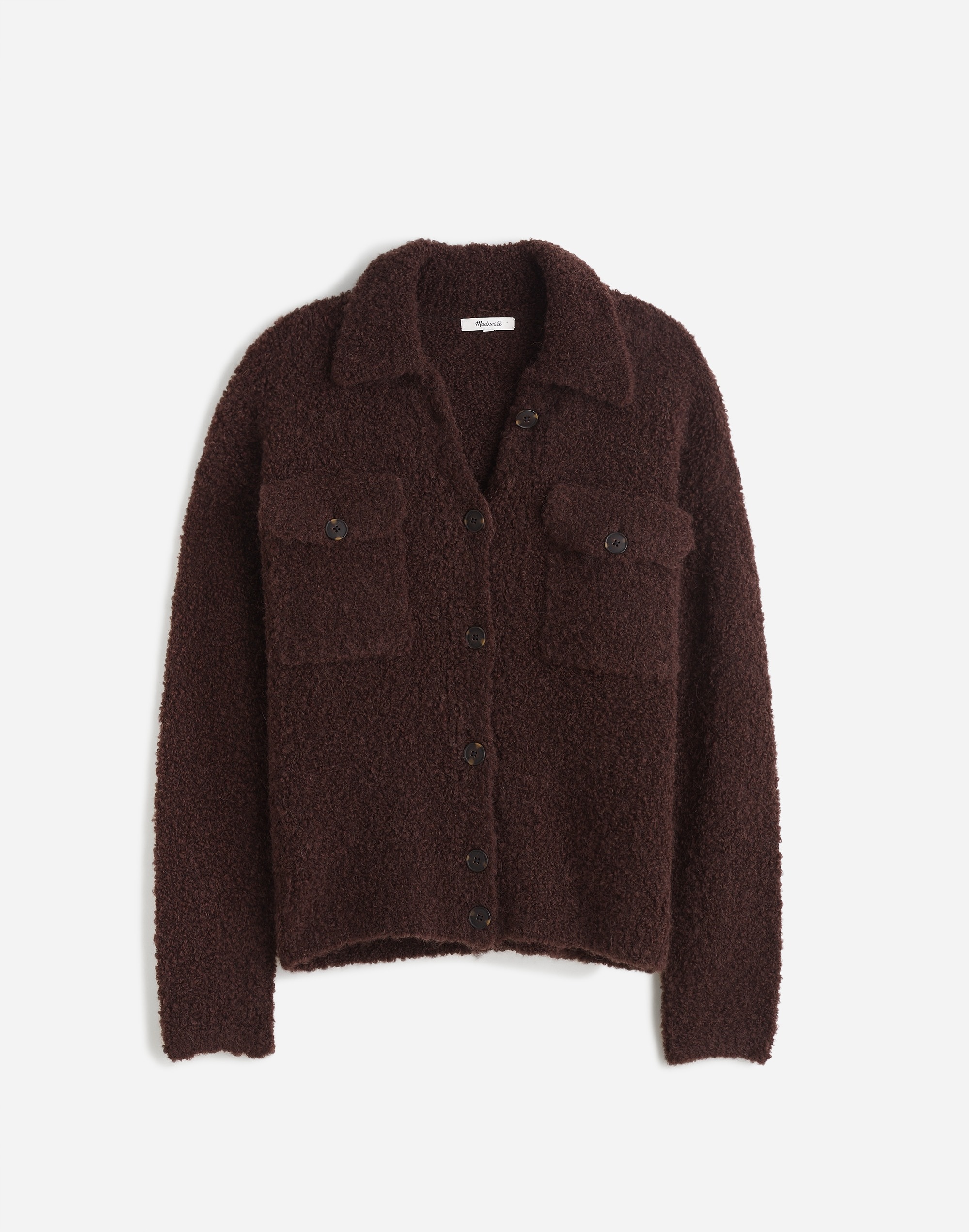 Mw Boucl&eacute;-knit Sweater Jacket In Dark Carob