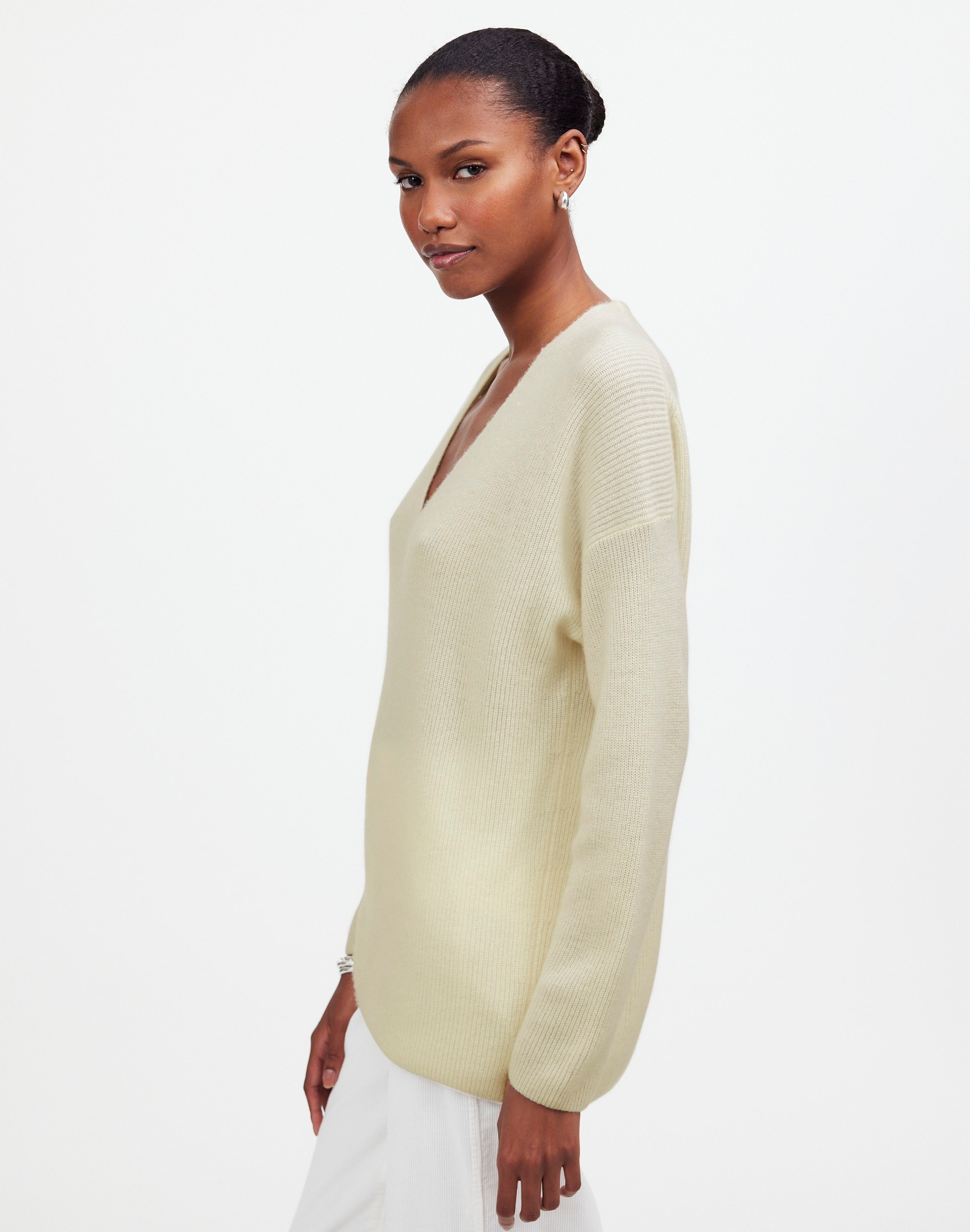 Ribbed Cashmere V-Neck Sweater | Madewell