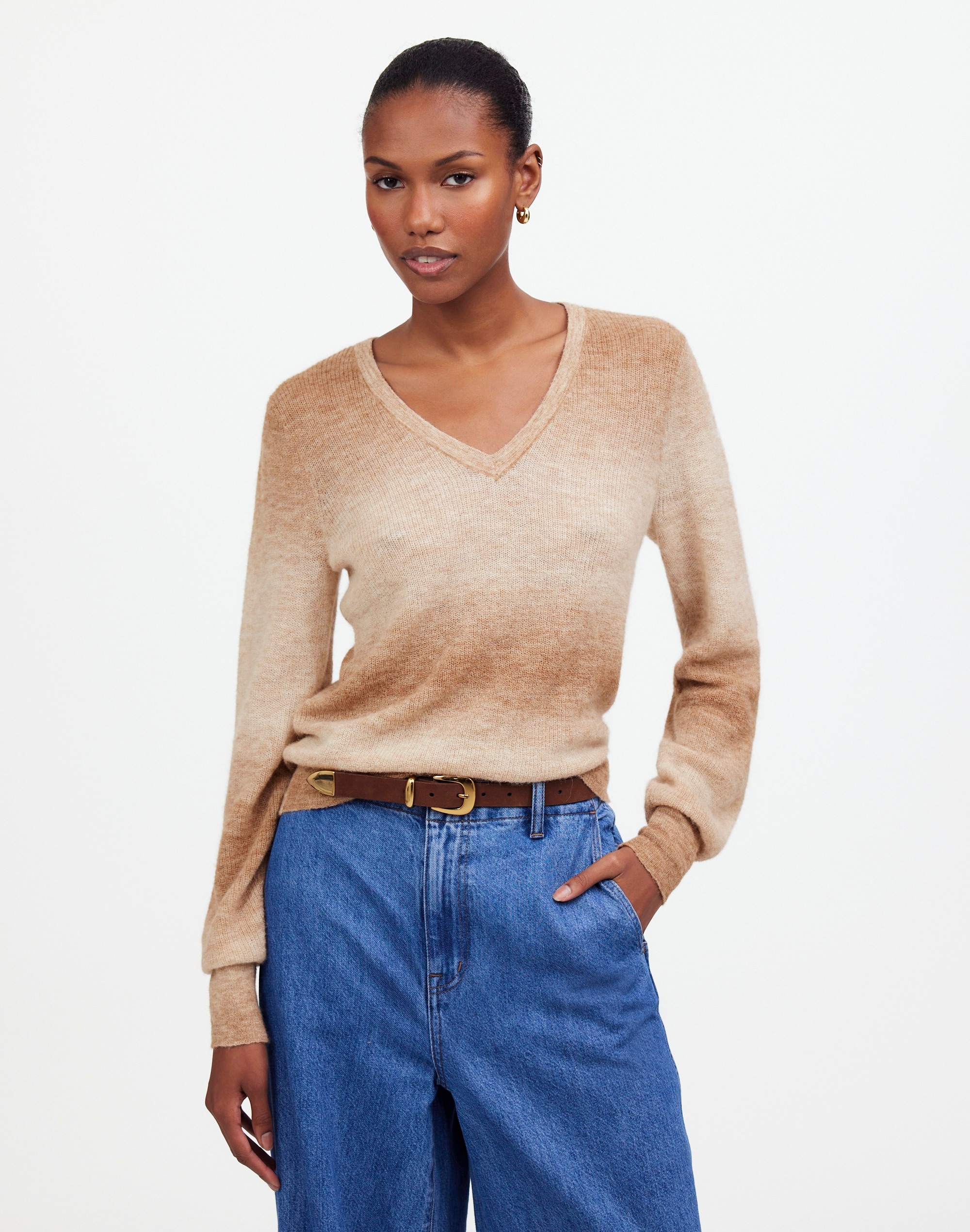 Alpaca-Blend Deep V-Neck Sweater | Madewell