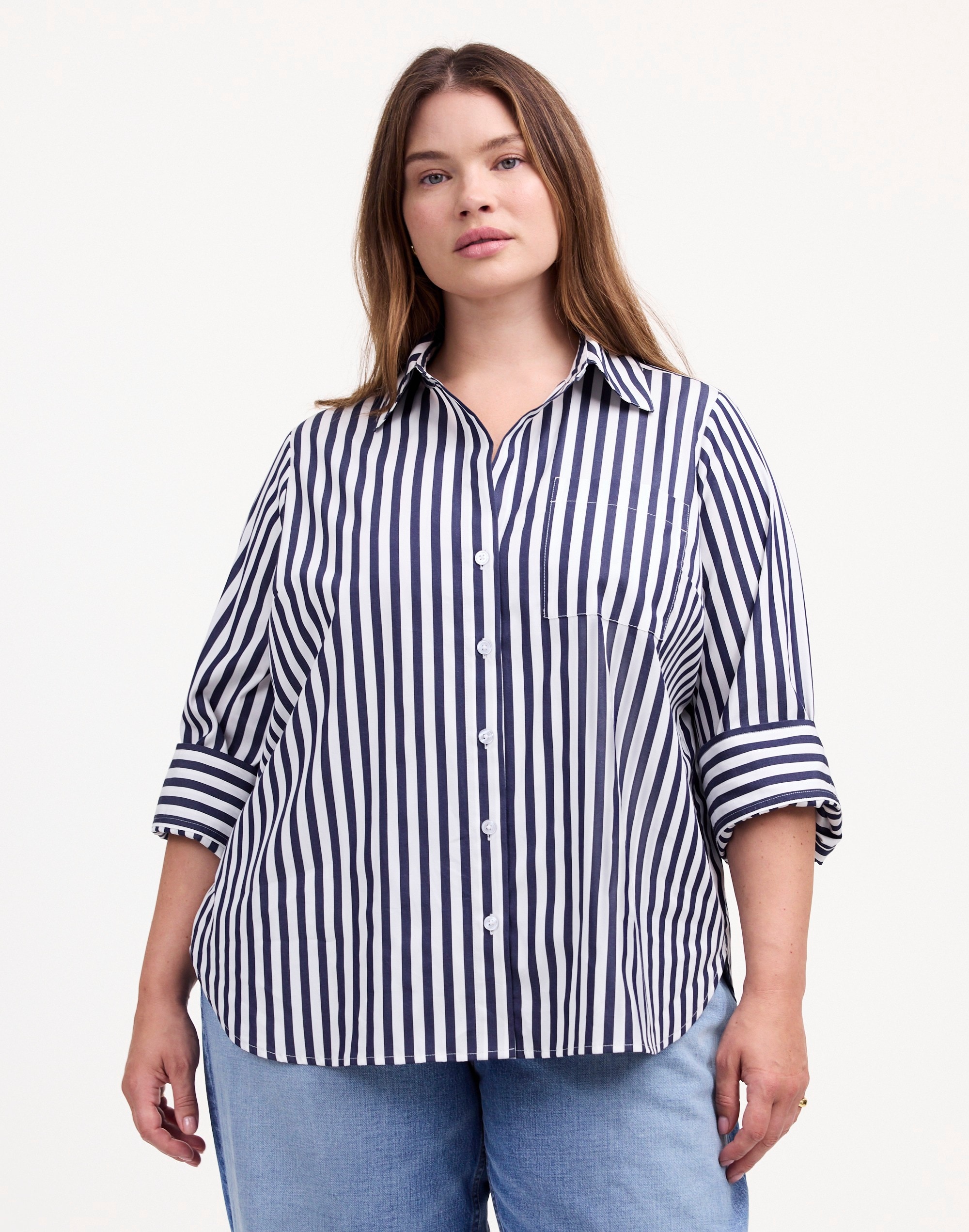 Plus Easy Y-Neck Button-Up Shirt | Madewell