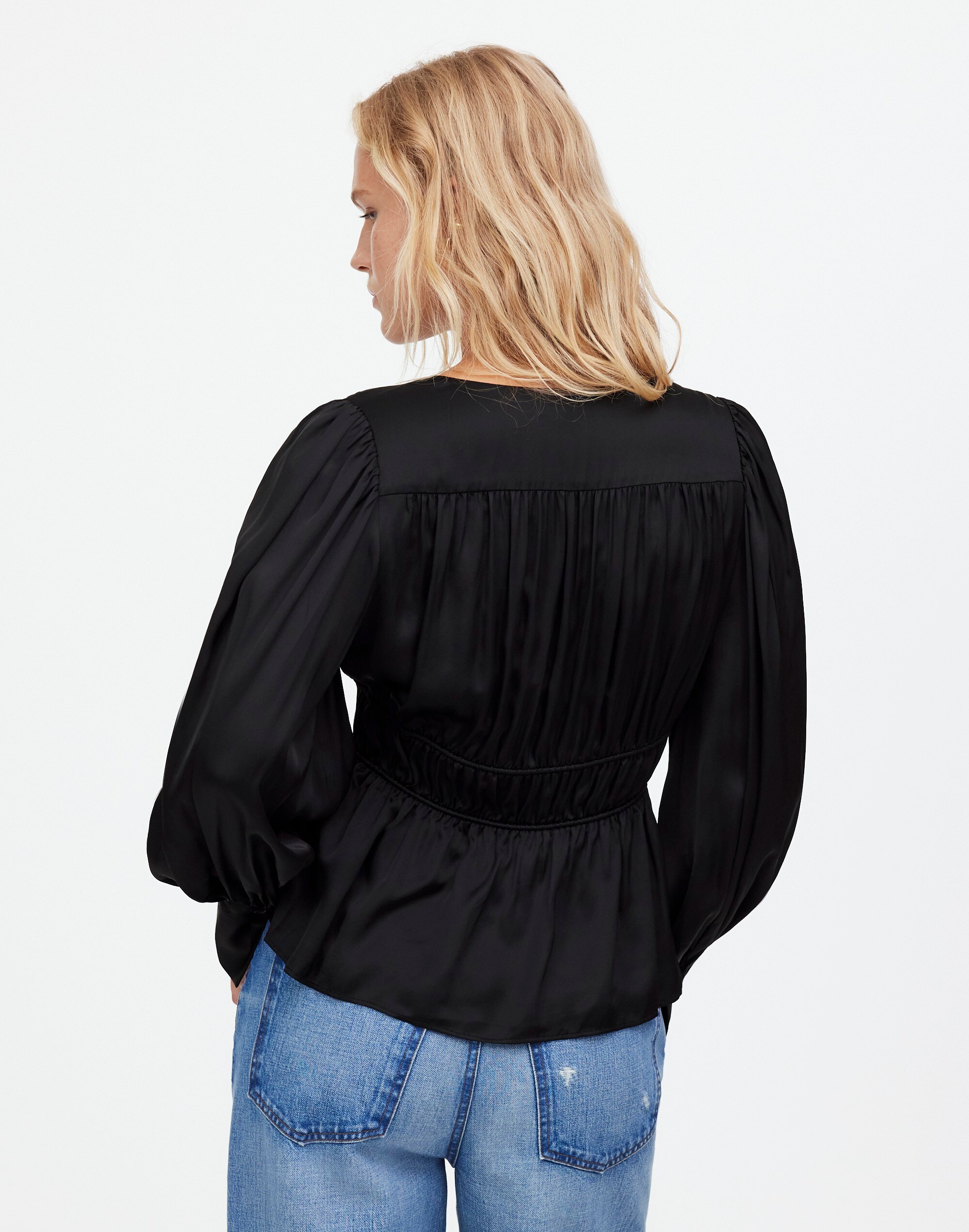 Long-Sleeve Peplum Top Satin | Madewell