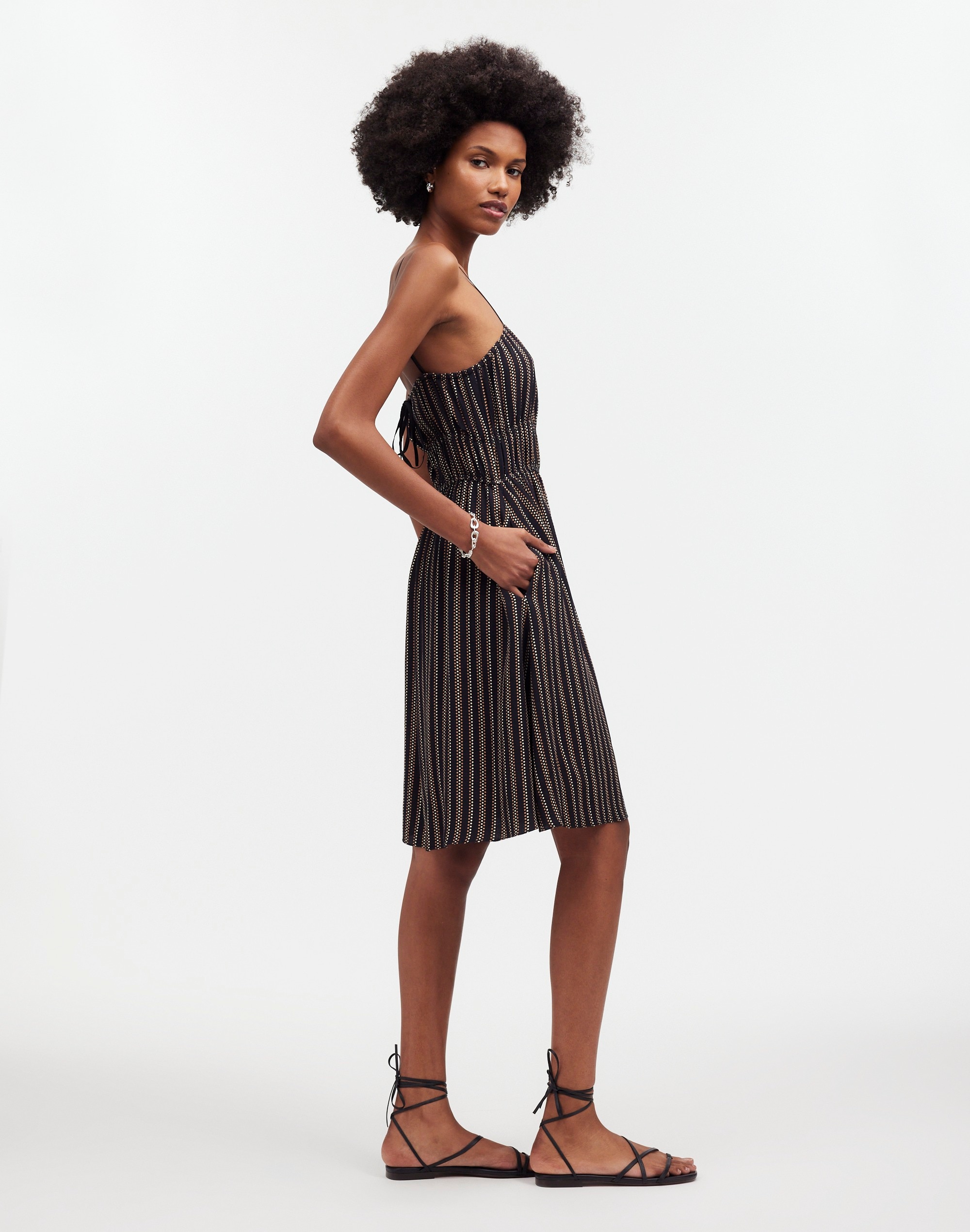 Smocked Square-Neck Mini Dress Stripe | Madewell