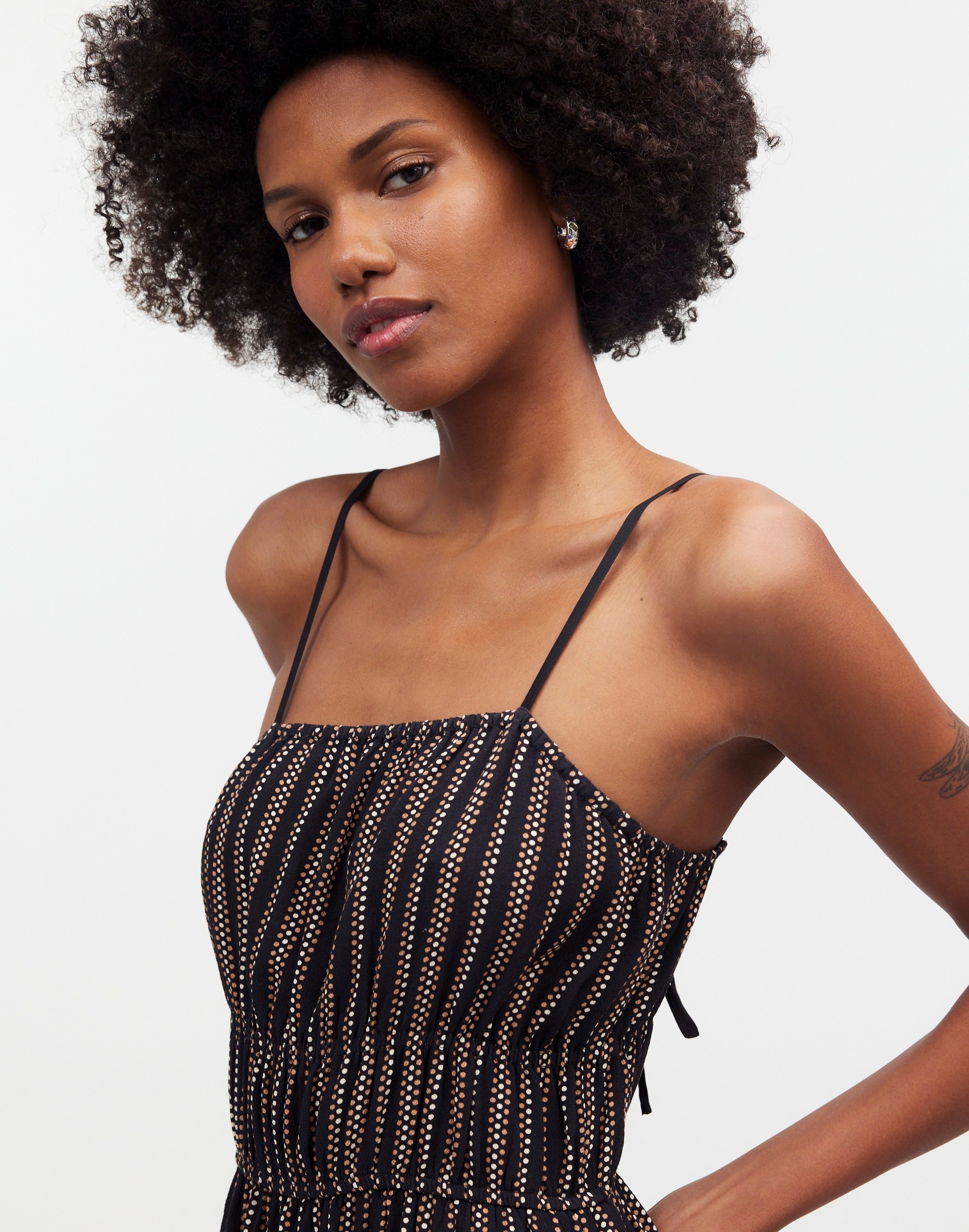 Smocked Square-Neck Mini Dress Stripe | Madewell