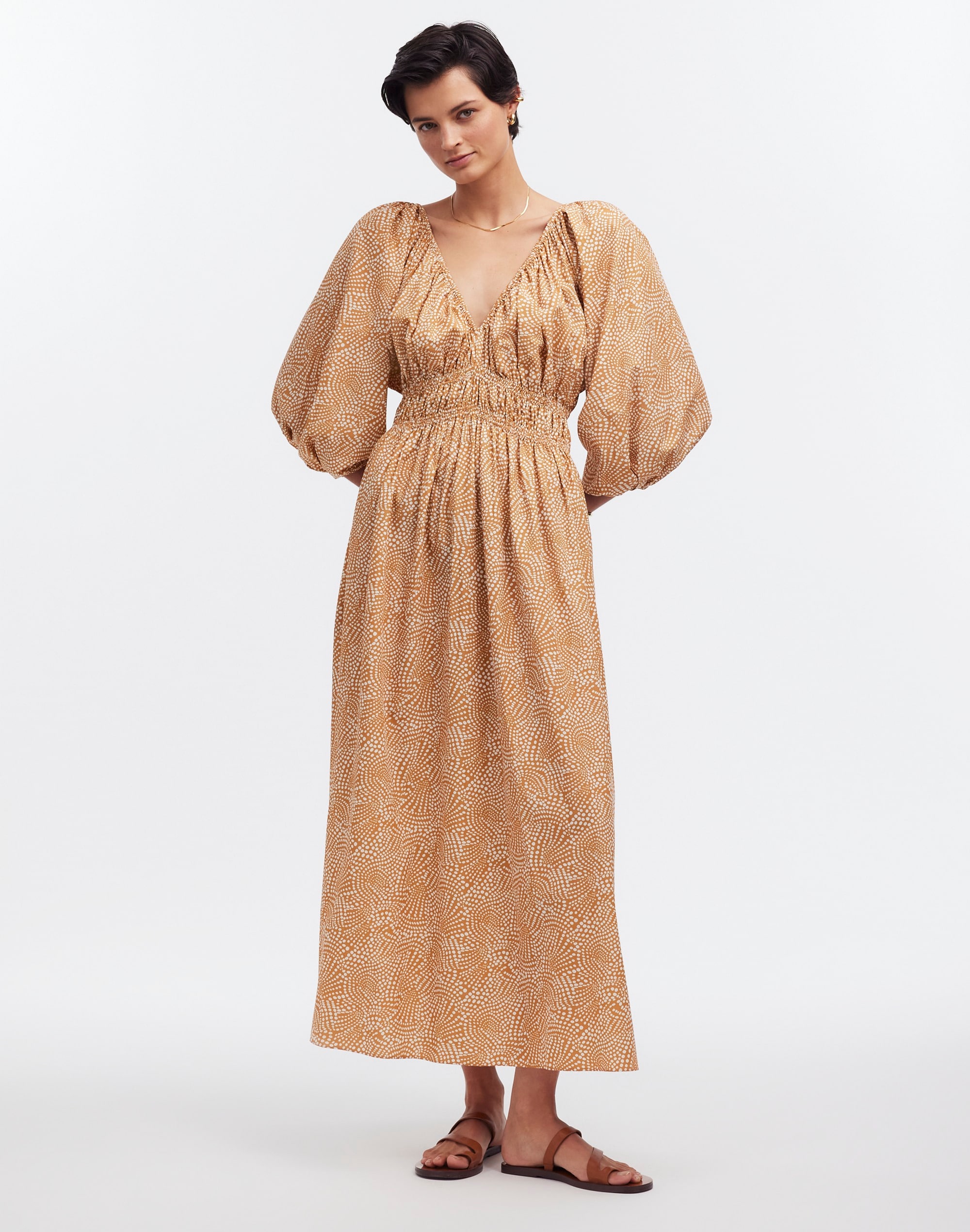 V-Neck Balloon-Sleeve Maxi Dress | Madewell