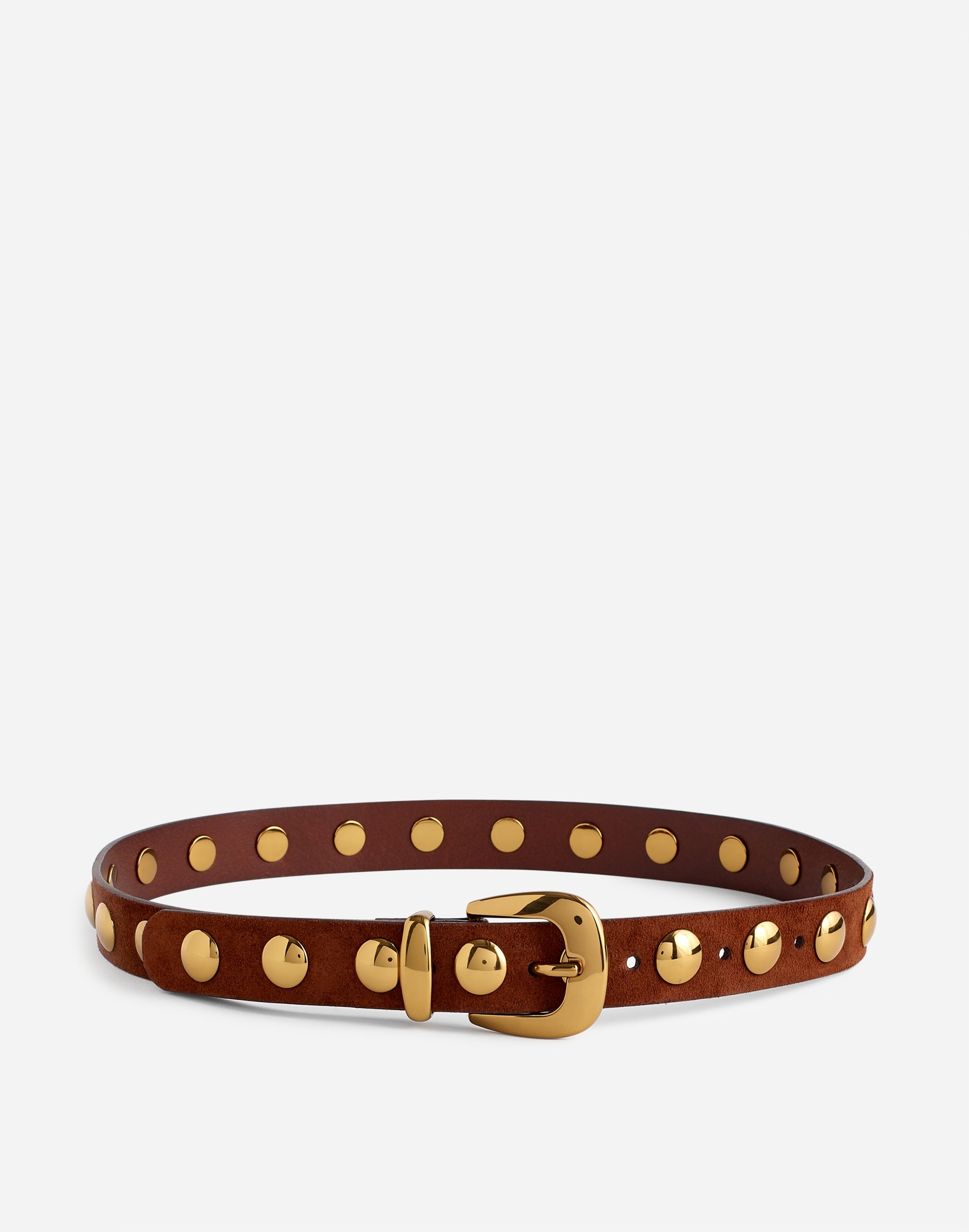 Mw Studded Suede Western Belt In Soft Mahogany