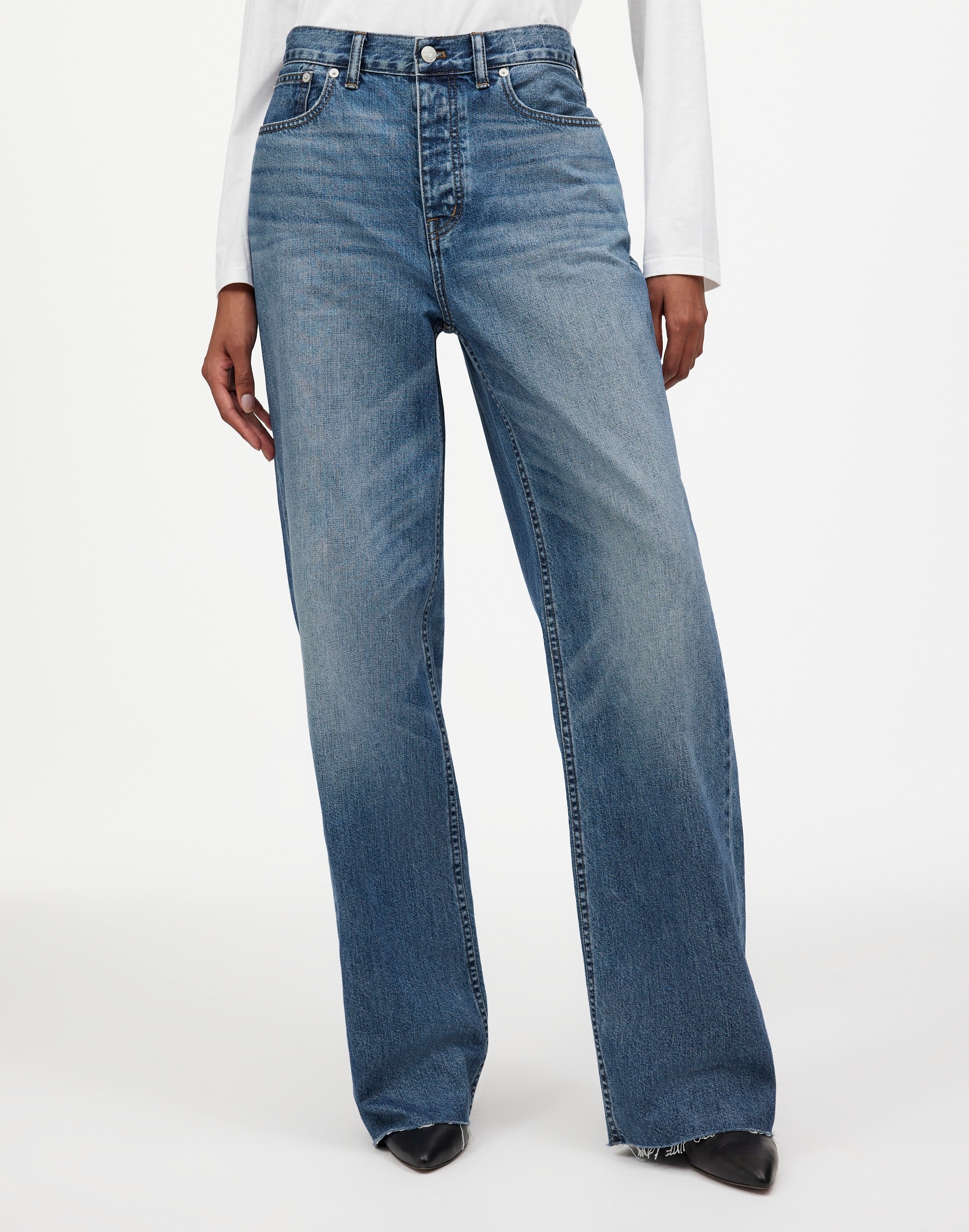 Madewell x Kaihara Denim Low-Slung Baggy Jeans in Mustart Wash | Madewell