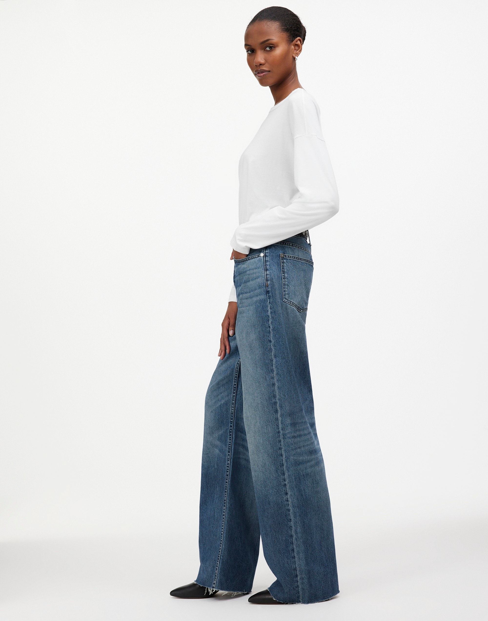 Madewell x Kaihara Denim Low-Slung Baggy Jeans Mustart Wash |