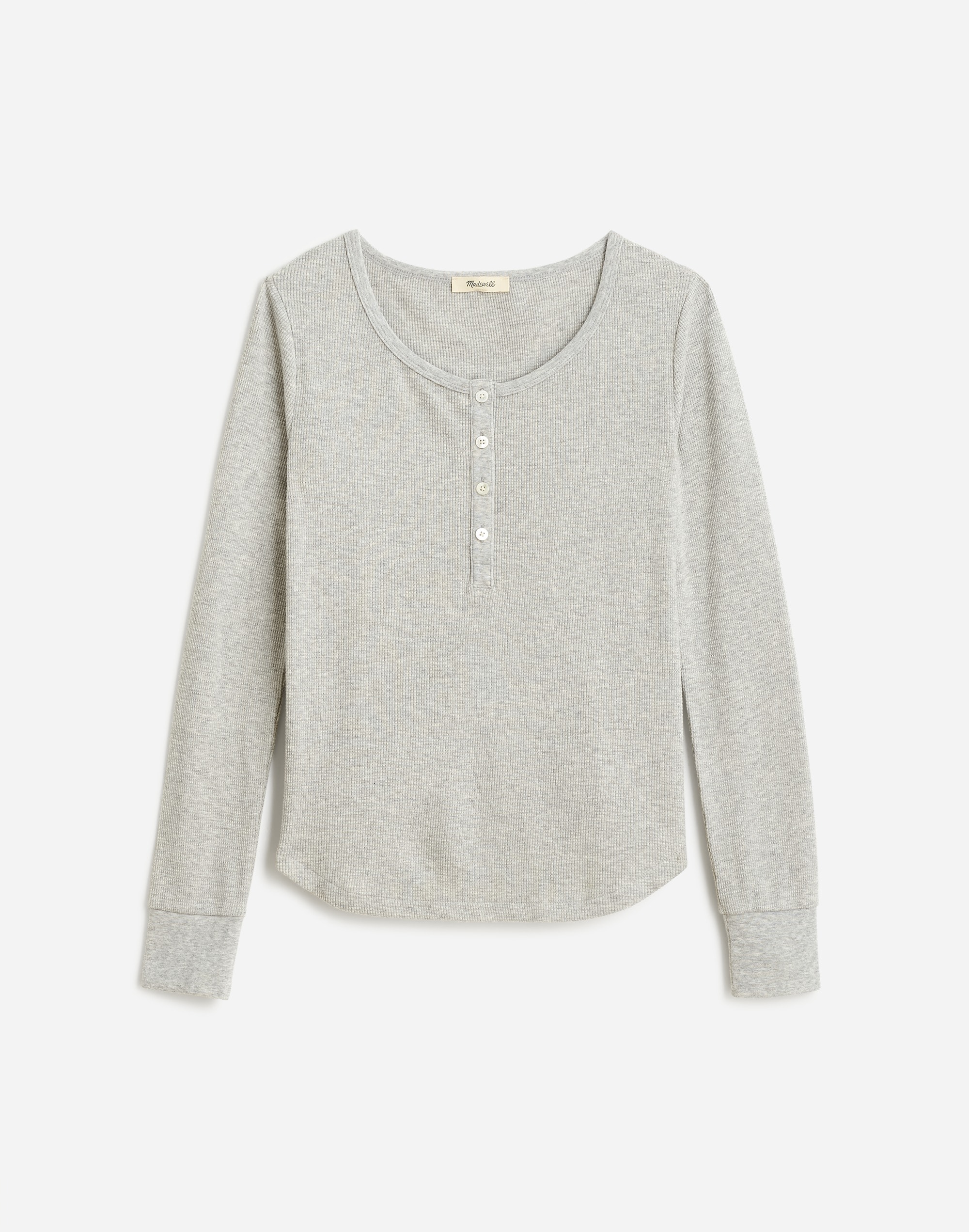 Heathered Waffle-Knit Scoopneck Henley Tee | Madewell