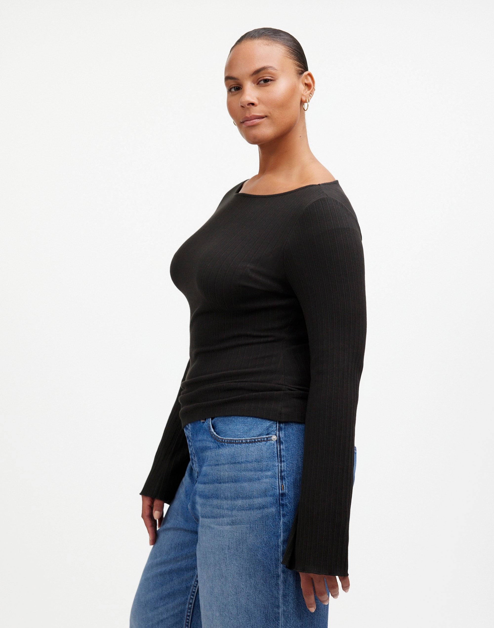 Ribbed Long-Sleeve Boatneck Top | Madewell