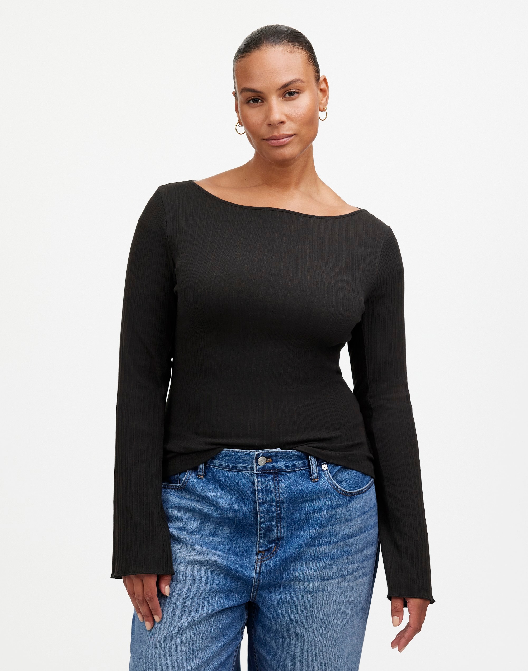 Ribbed Long-Sleeve Boatneck Top | Madewell