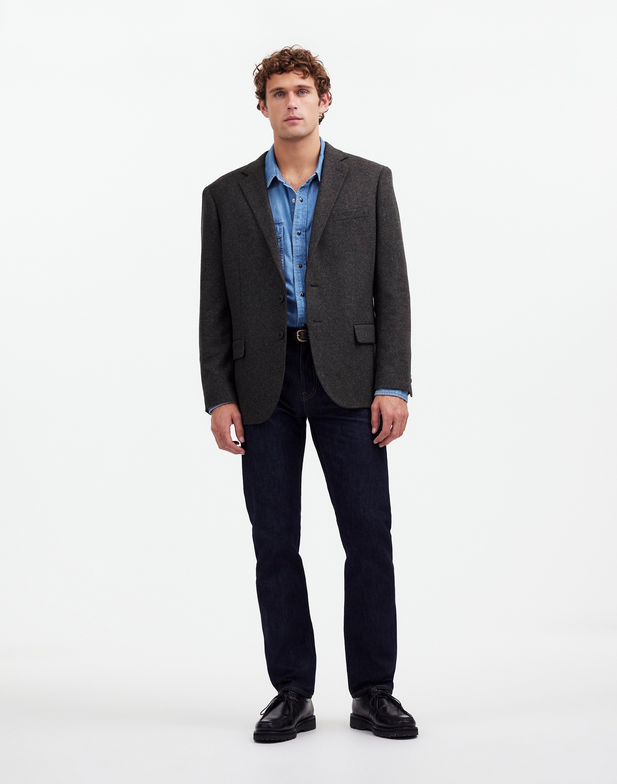 Mw The Roebling Two-button Blazer In Hthr Charcoal