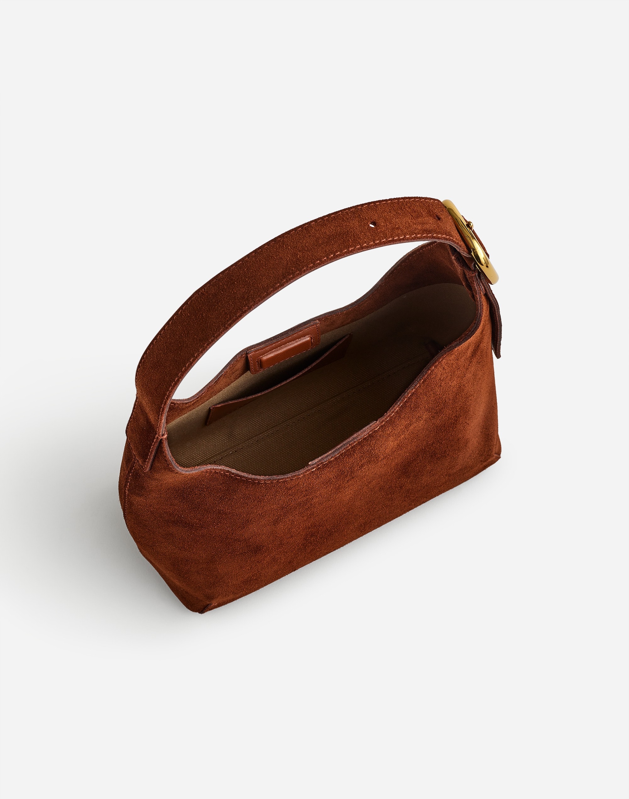 The Sculptural-Buckle Shoulder Bag Suede | Madewell