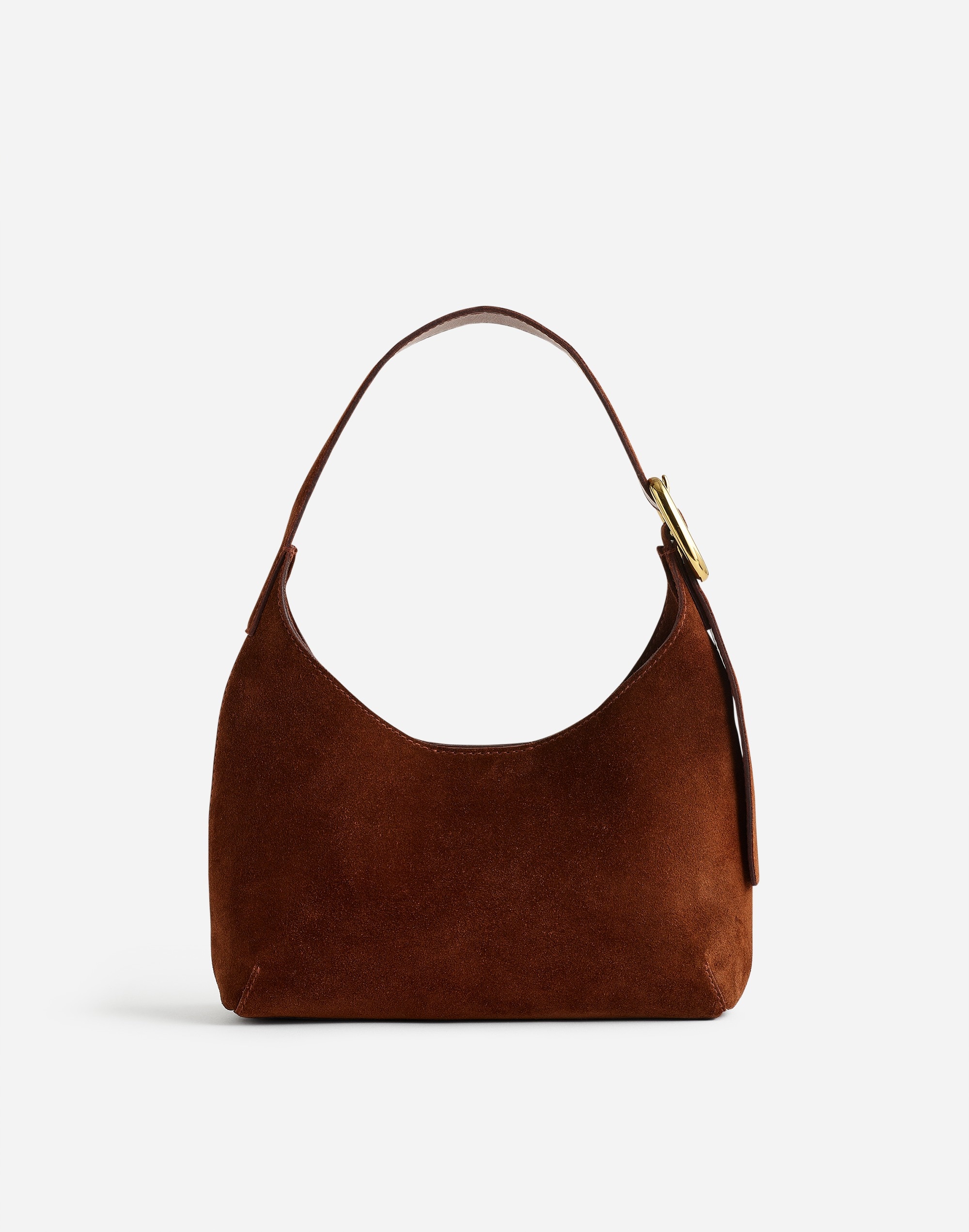 The Sculptural-Buckle Shoulder Bag Suede | Madewell