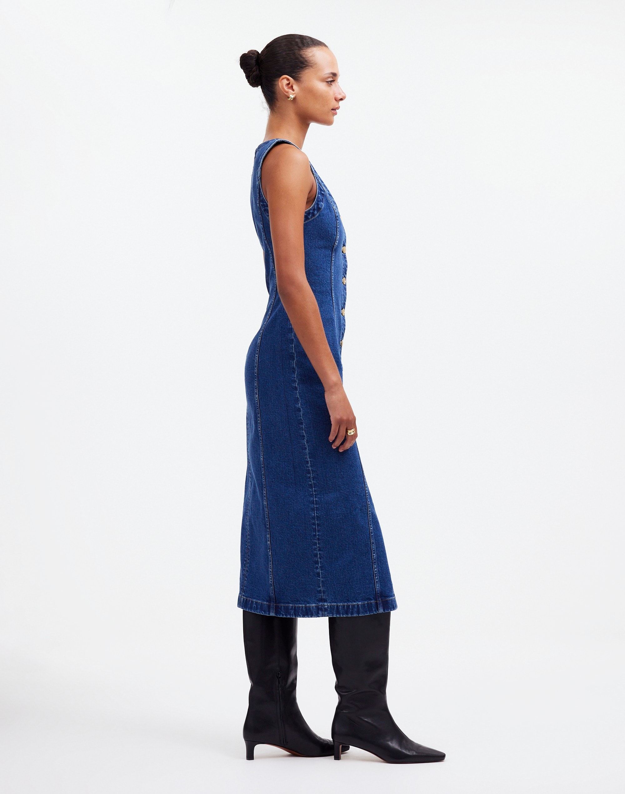 Denim V-Neck Midi Dress | Madewell