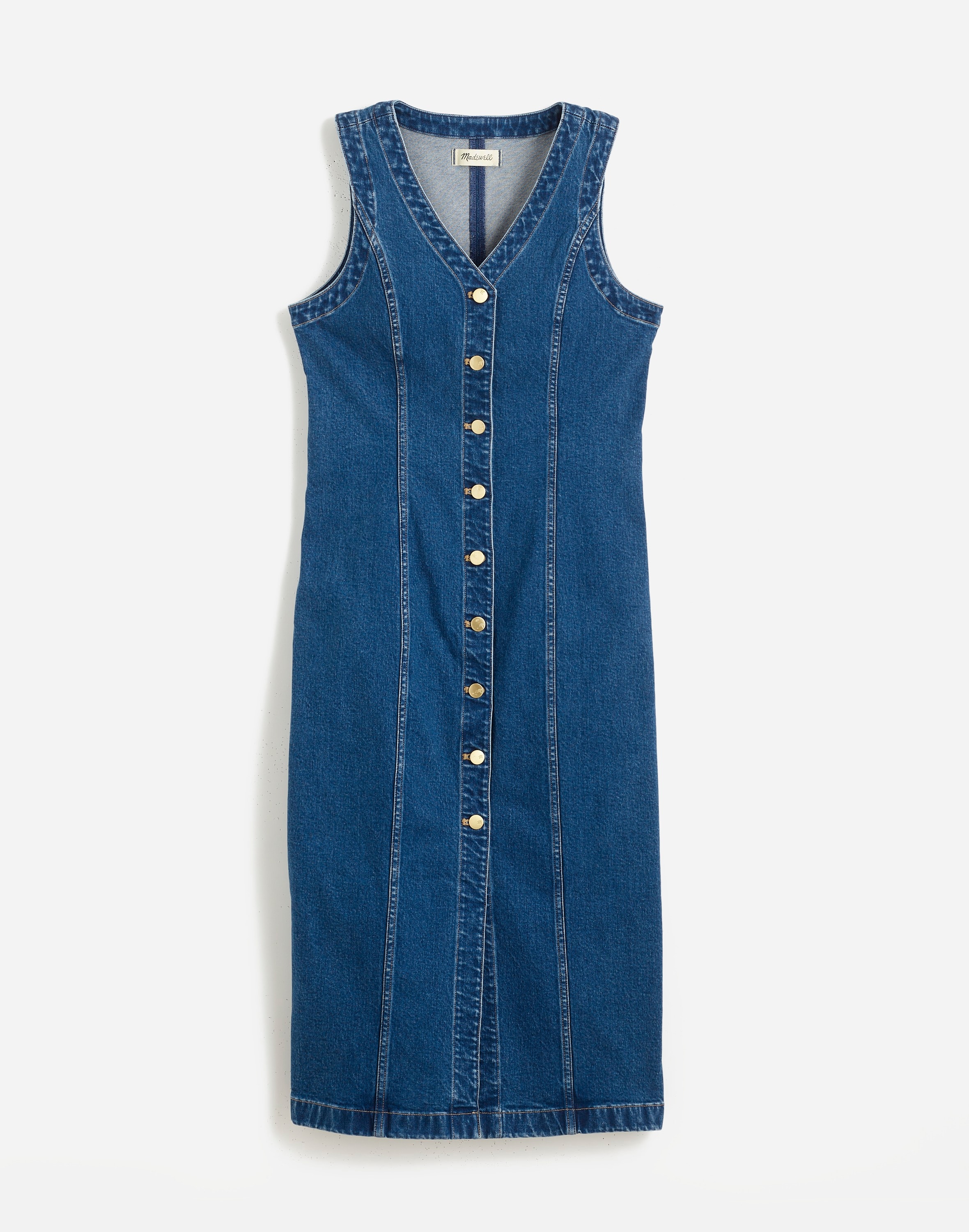 Denim V-Neck Midi Dress | Madewell