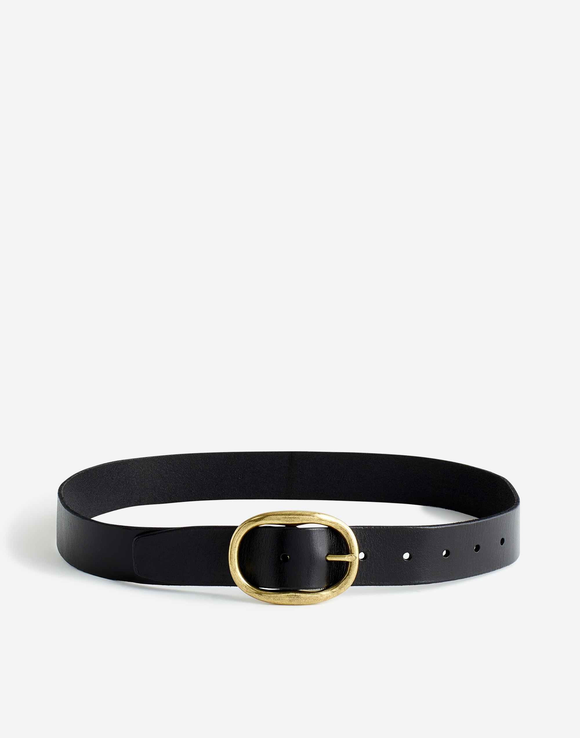 Oval-Buckle Distressed Leather Belt | Madewell