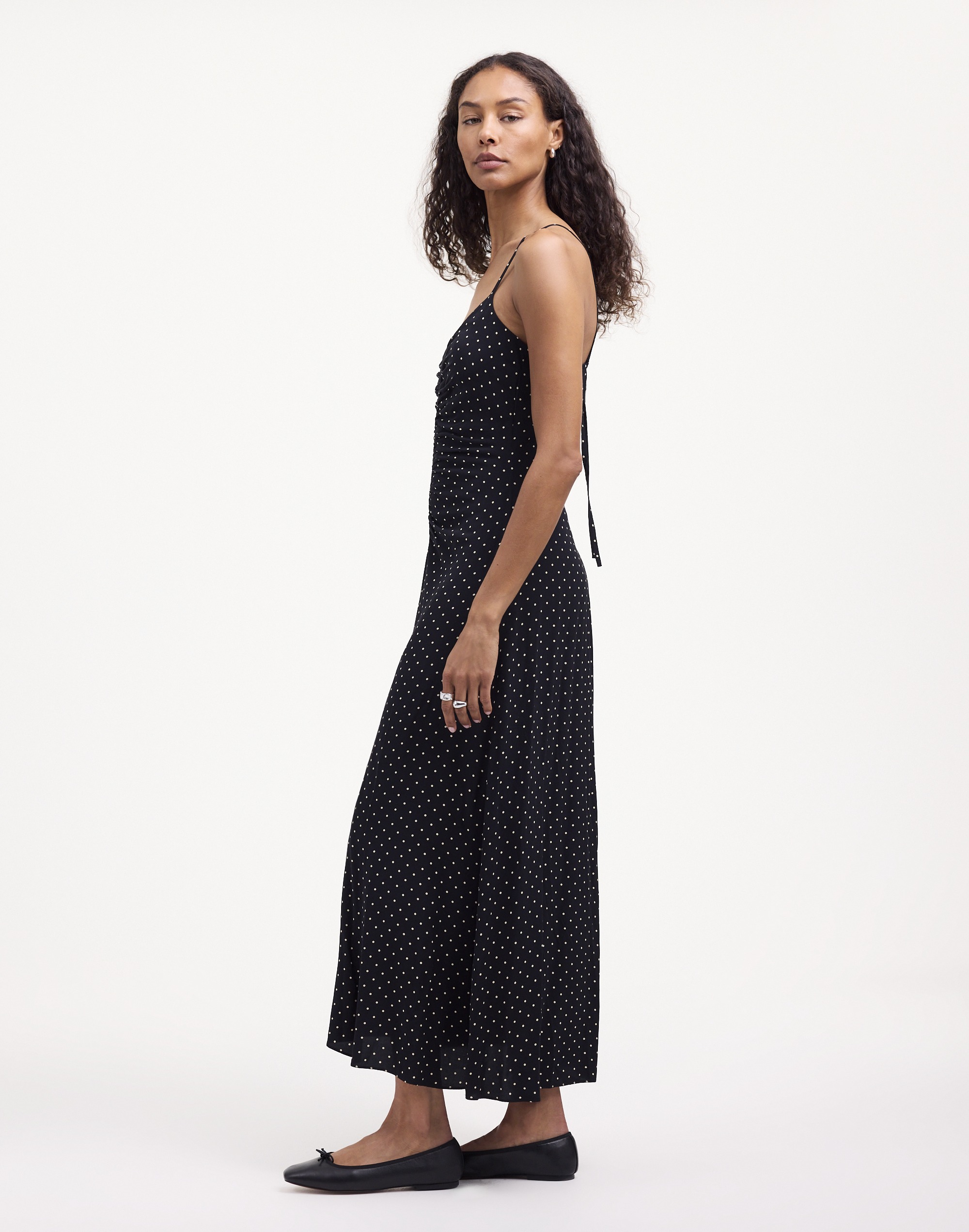 Ruched High-Low Midi Dress Polka Dot | Madewell