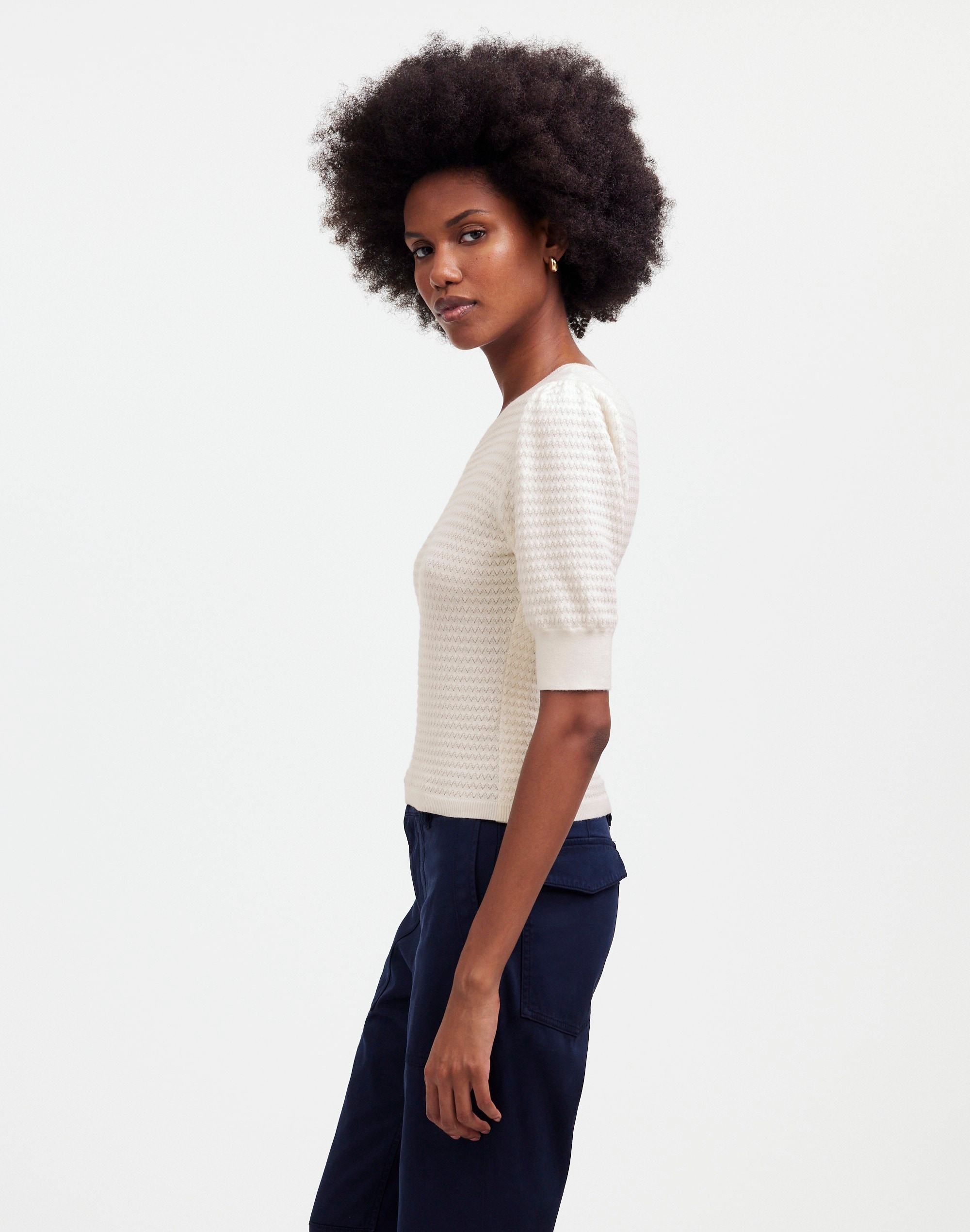 Merino Wool-Silk Blend Puff-Sleeve Sweater Tee | Madewell