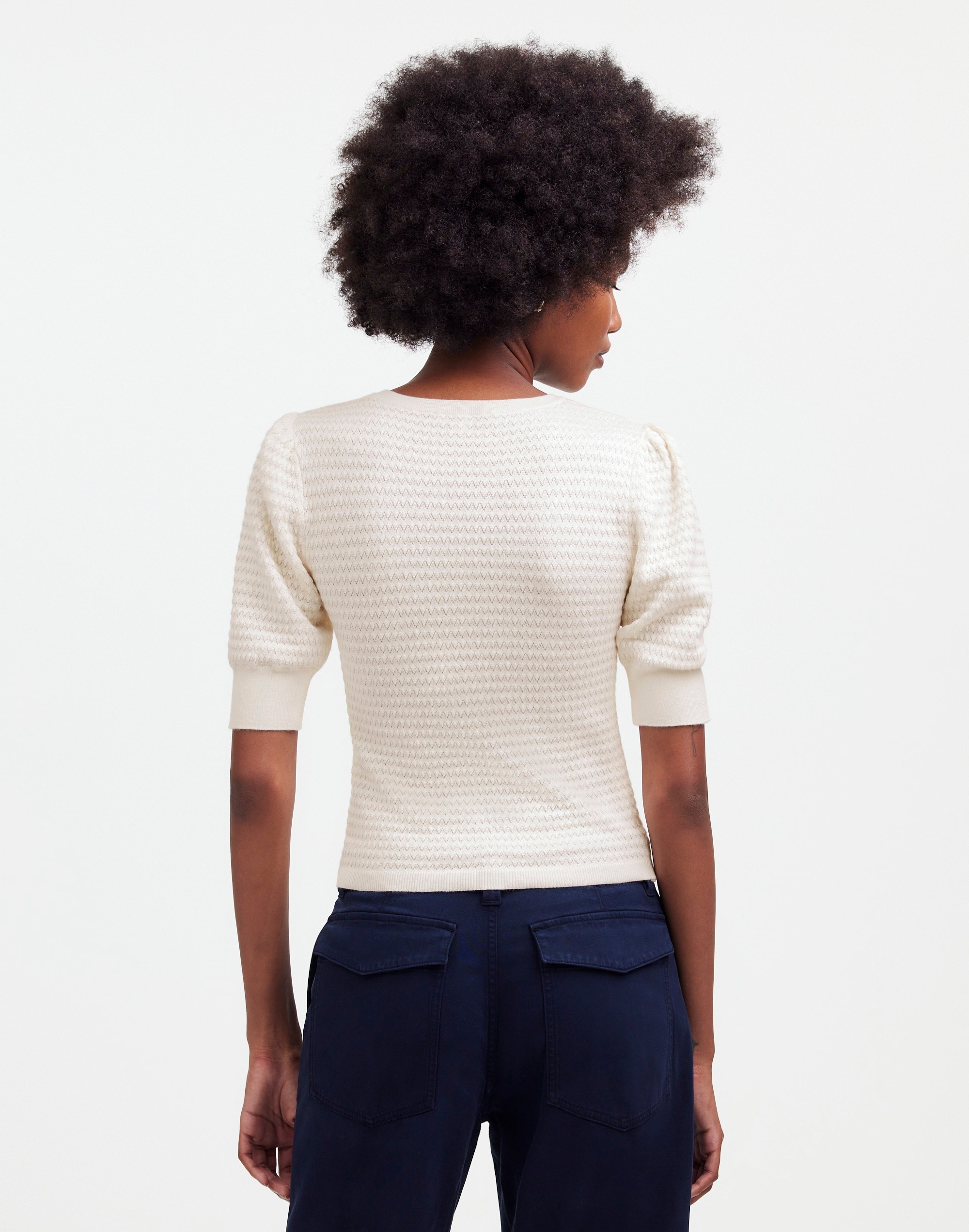 Merino Wool-Silk Blend Puff-Sleeve Sweater Tee | Madewell