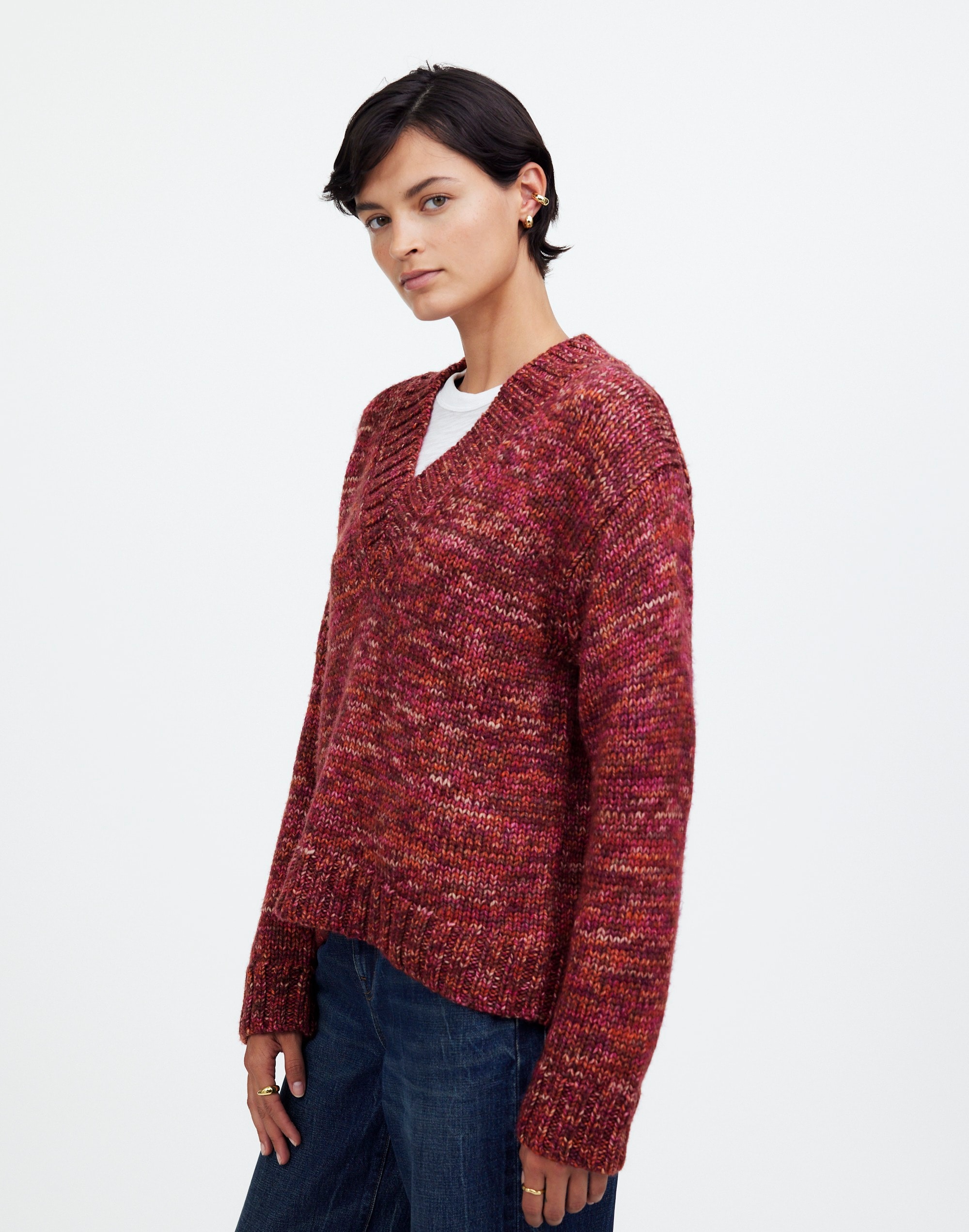 Spray-Dyed V-Neck Oversized Sweater | Madewell