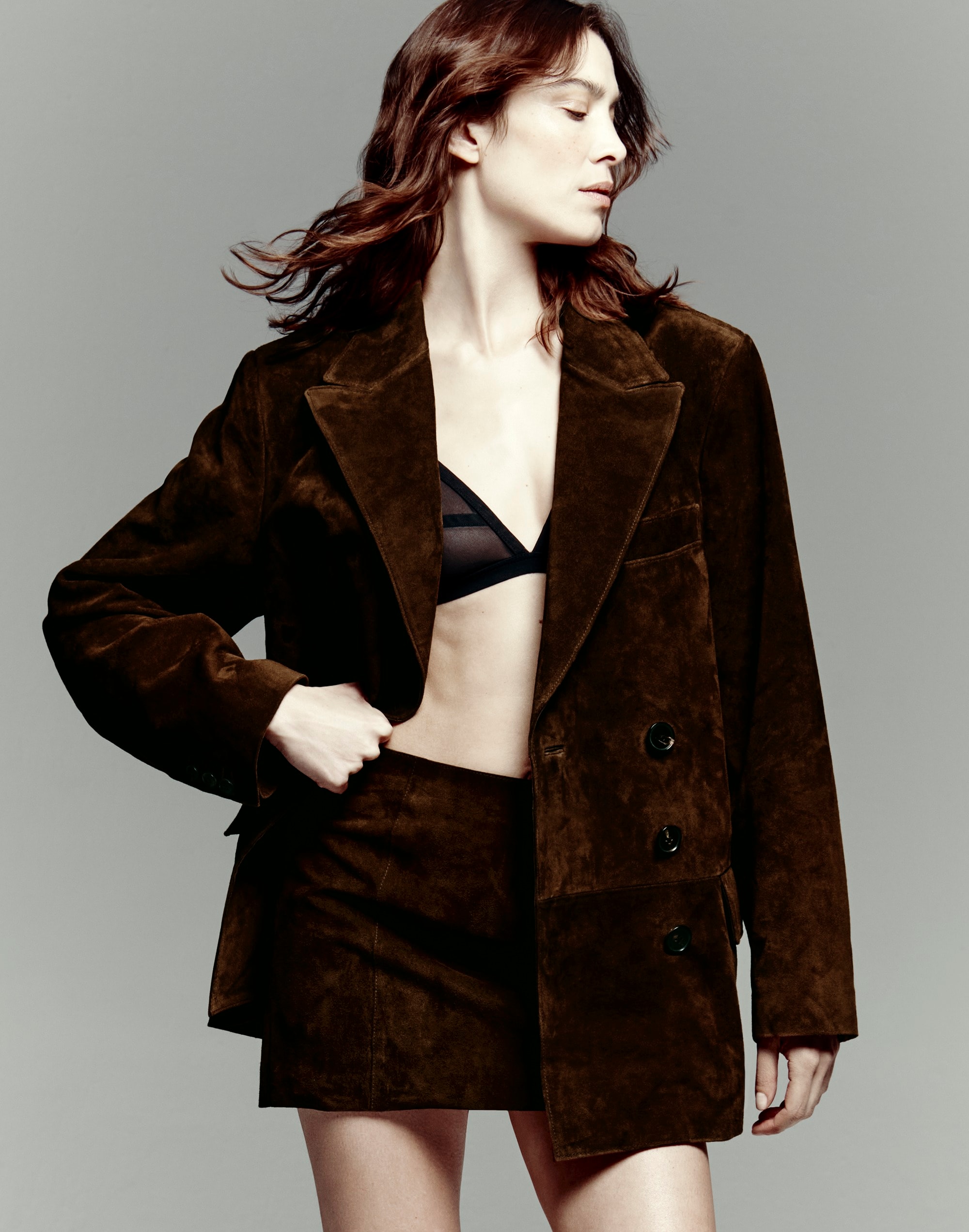 Alexa Chung for Madewell Double-Breasted Blazer Suede |