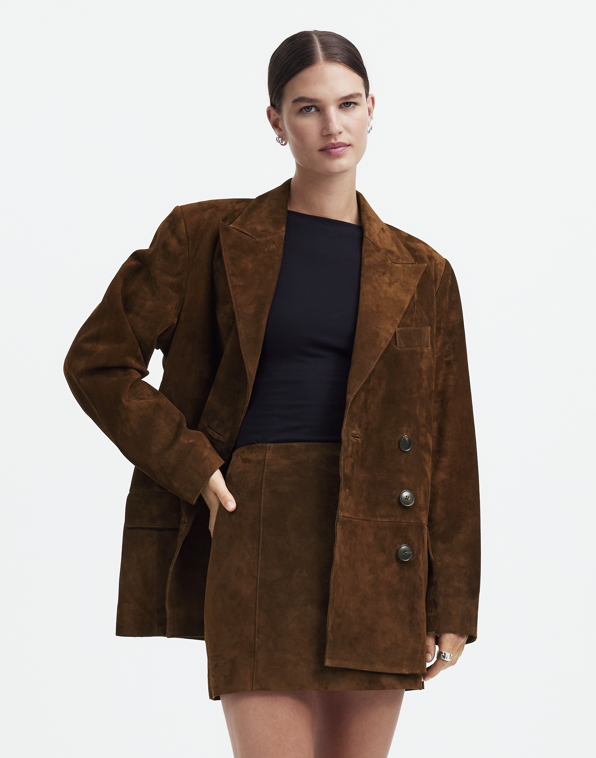 Alexa Chung for Madewell Double-Breasted Blazer in Suede | Madewell