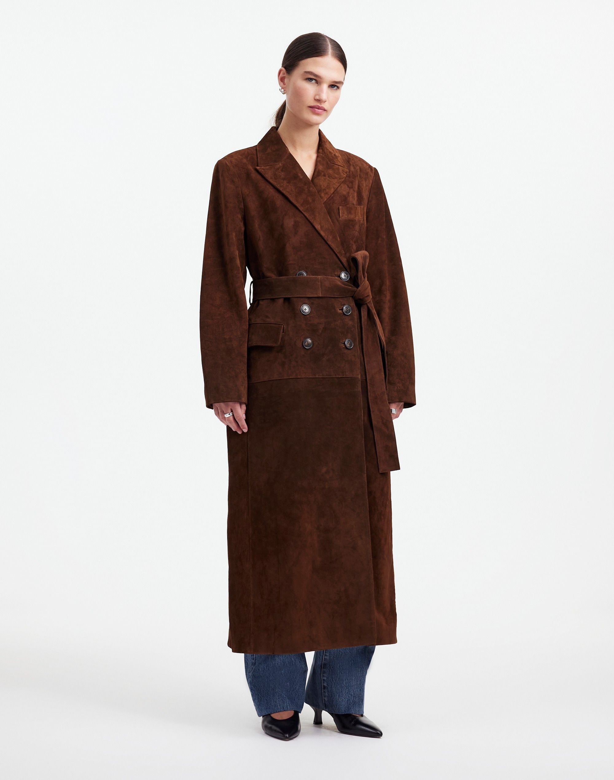 Alexa Chung for Madewell Double-Breasted Blazer Overcoat Suede |