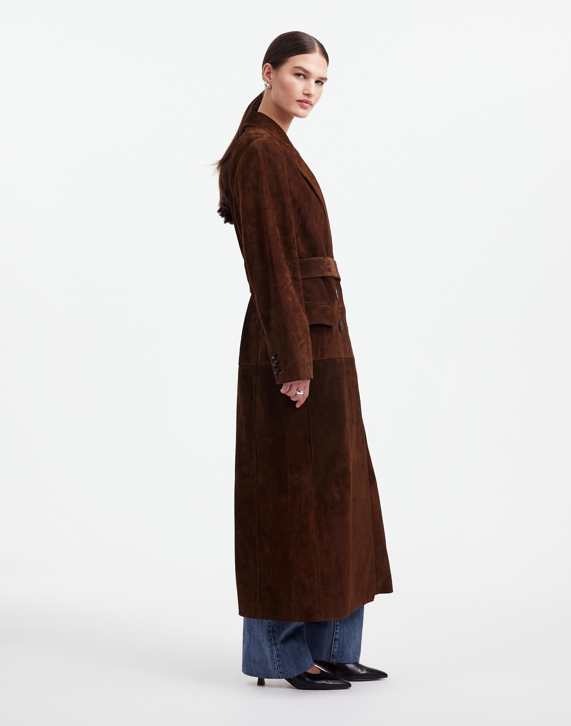 Alexa Chung for Madewell Double-Breasted Blazer Overcoat Suede |