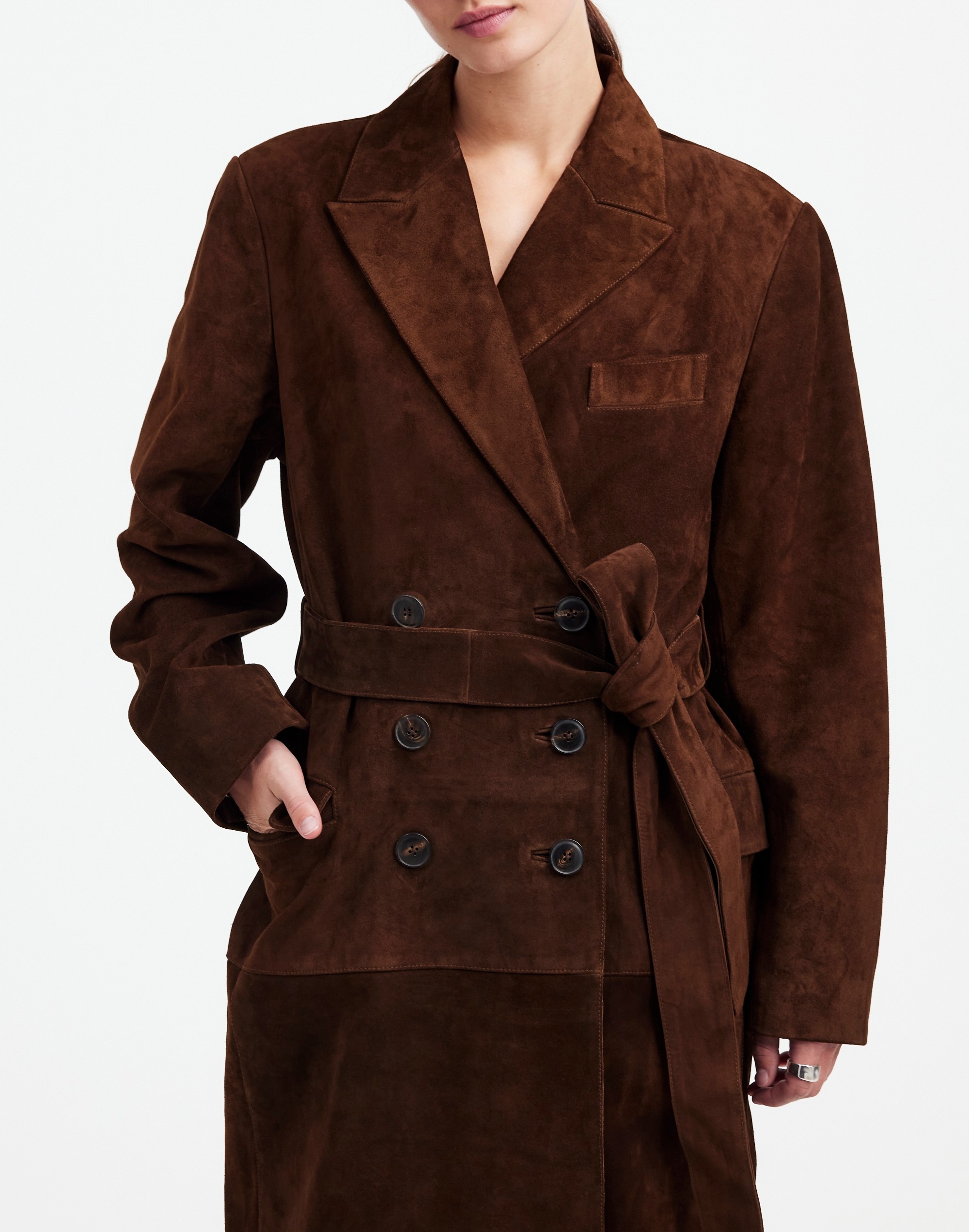 Alexa Chung for Madewell Double-Breasted Blazer Overcoat Suede |