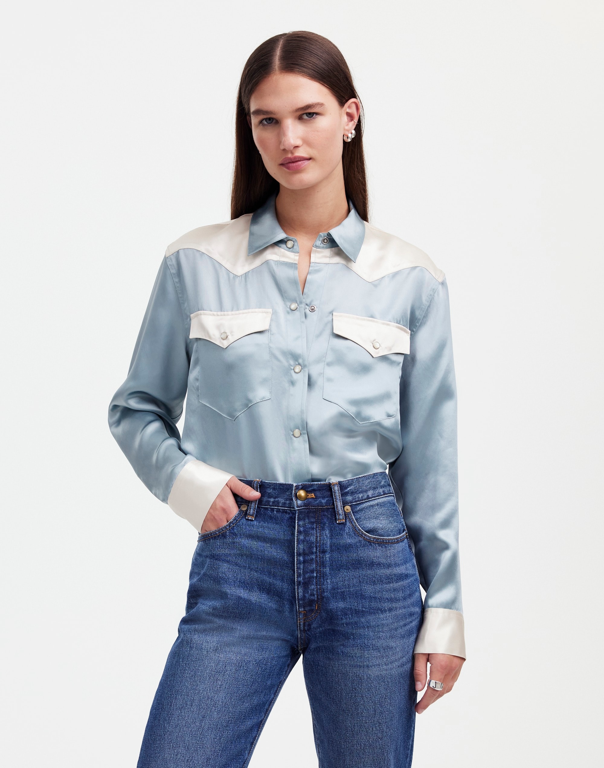 Alexa Chung for Madewell Satin Western Shirt |