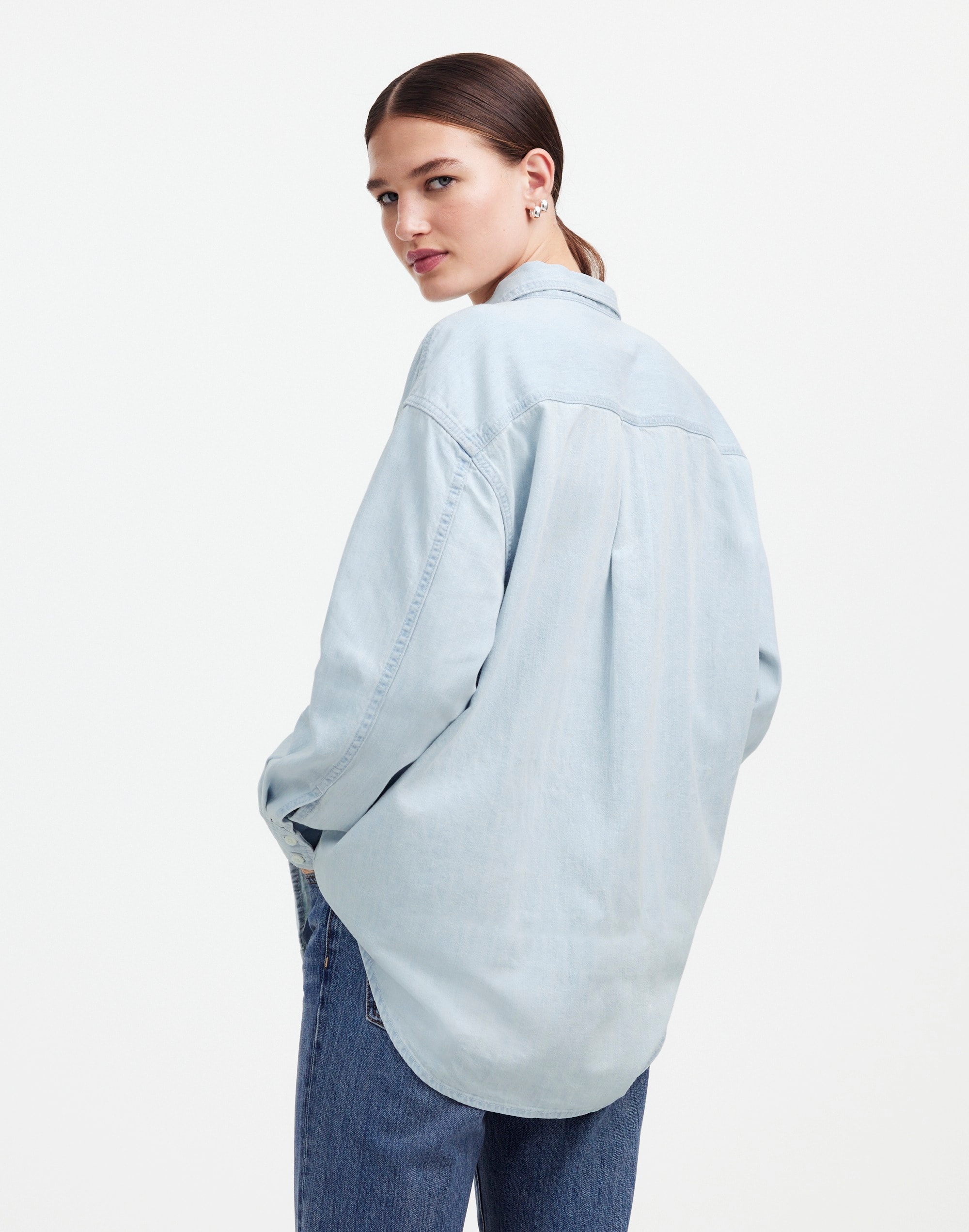 Alexa Chung for Madewell Oversized Denim Shirt in Dunklin Wash | Madewell