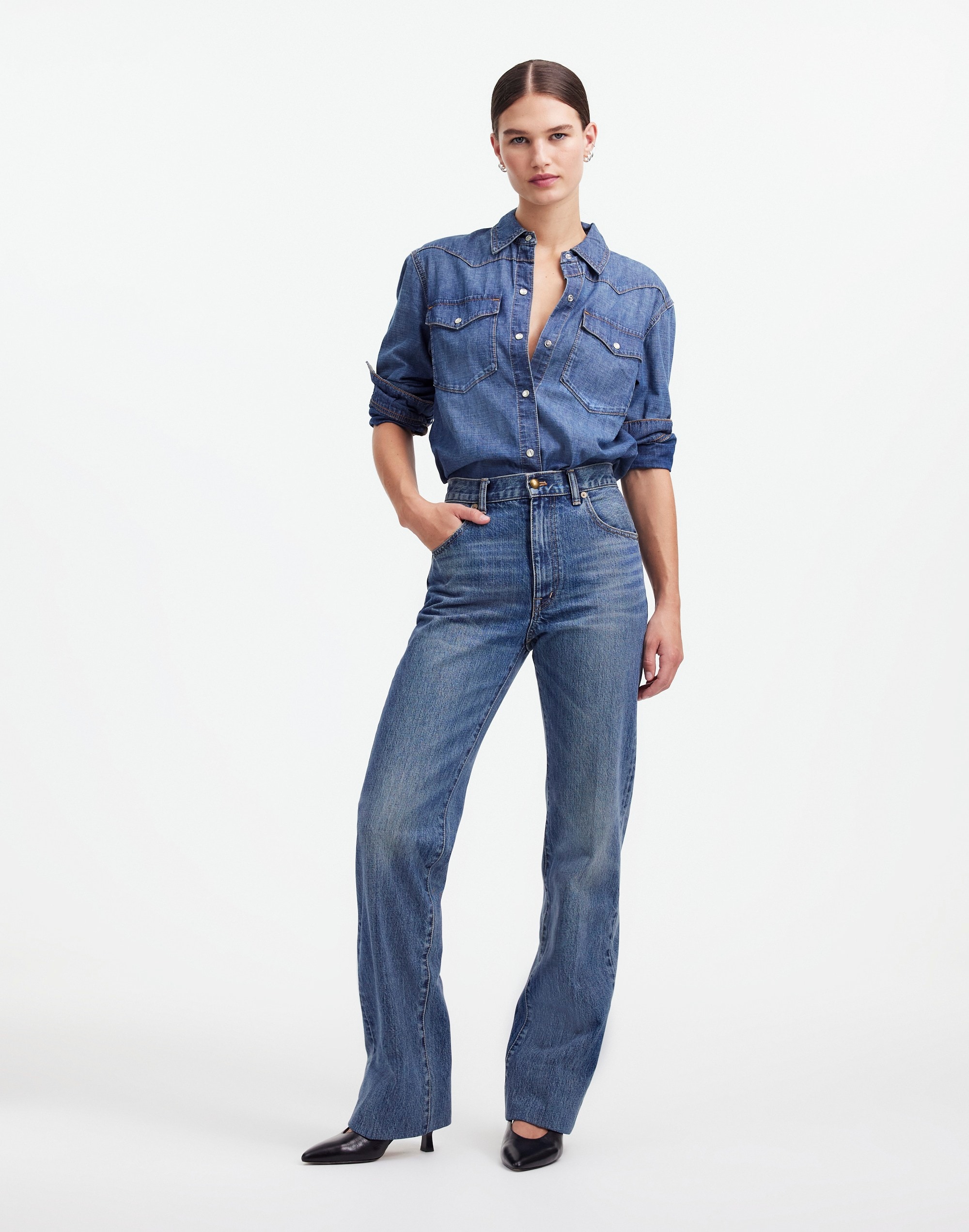 Alexa Chung for Madewell Denim Western Shirt Vintage Wash |