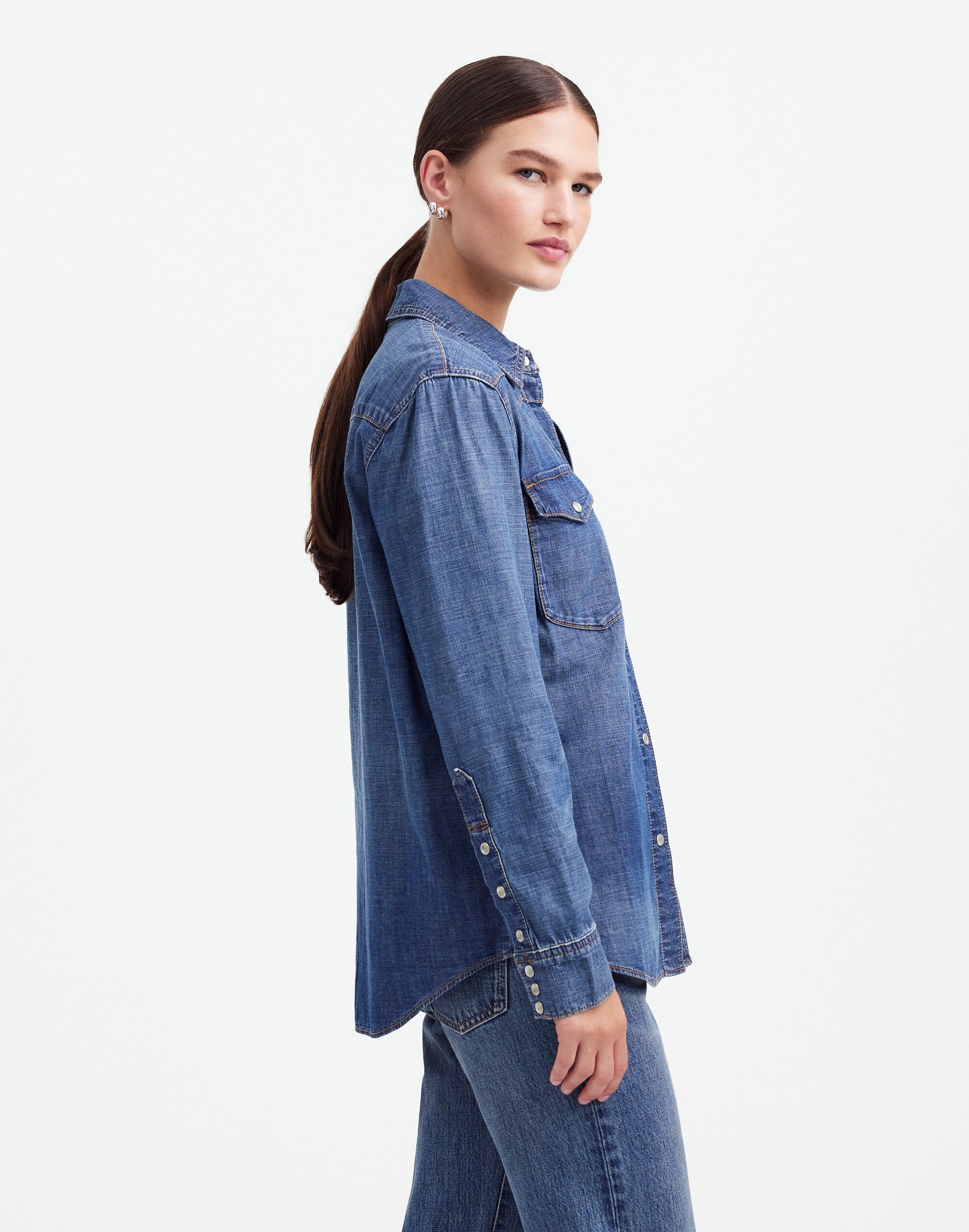 Alexa Chung for Madewell Denim Western Shirt Vintage Wash |