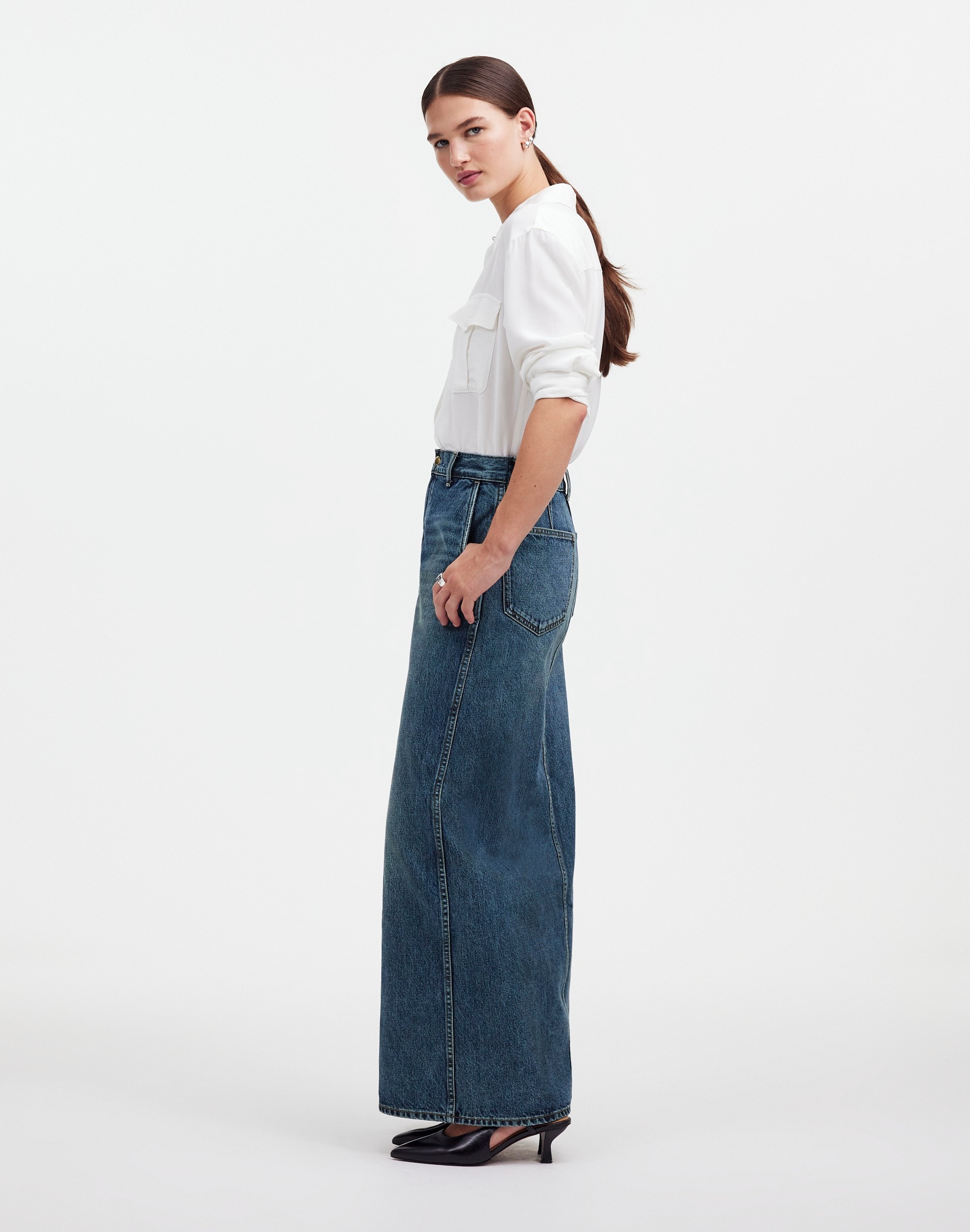 Alexa Chung for Madewell Denim Maxi Skirt Croswell Wash |