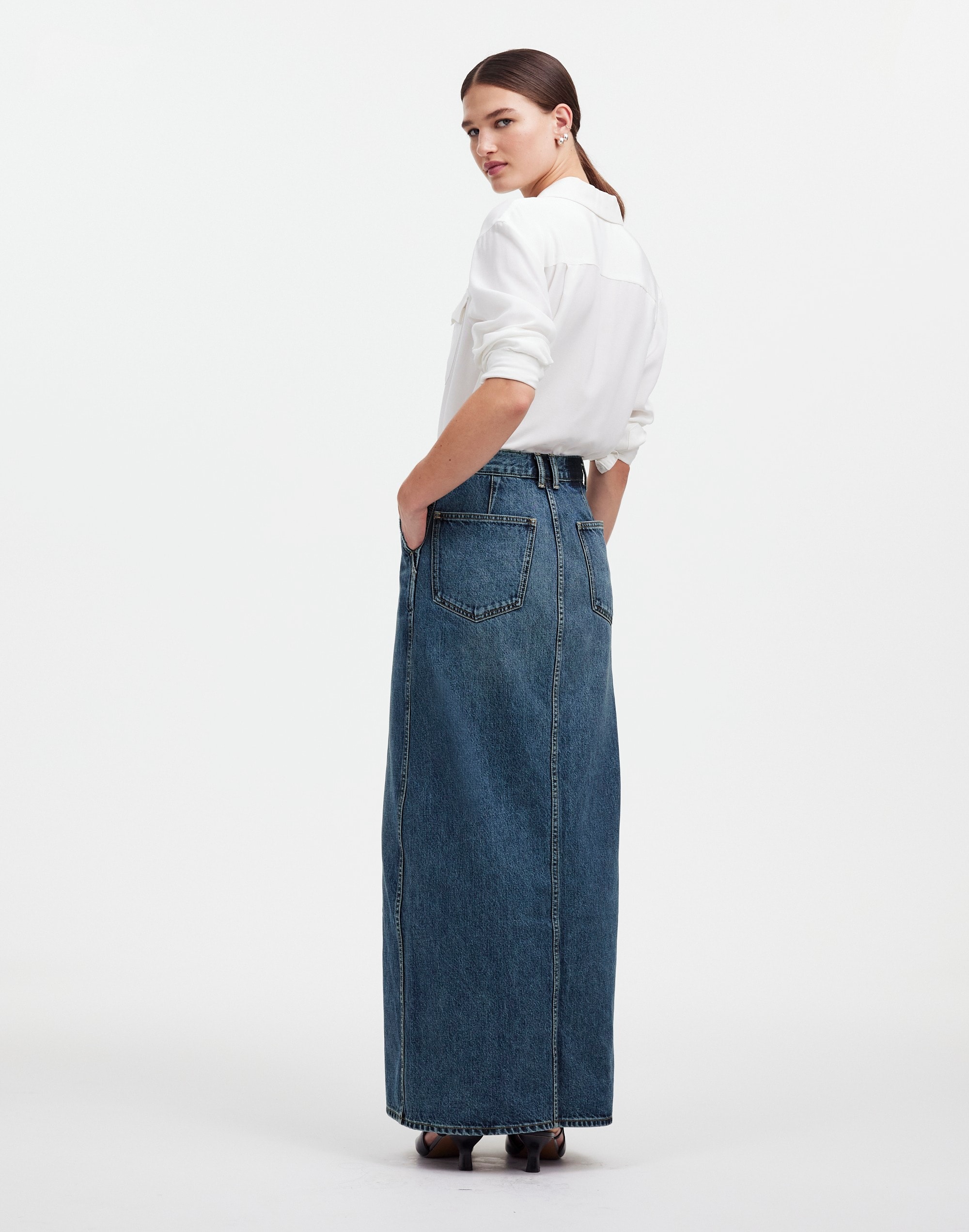 Alexa Chung for Madewell Denim Maxi Skirt Croswell Wash |