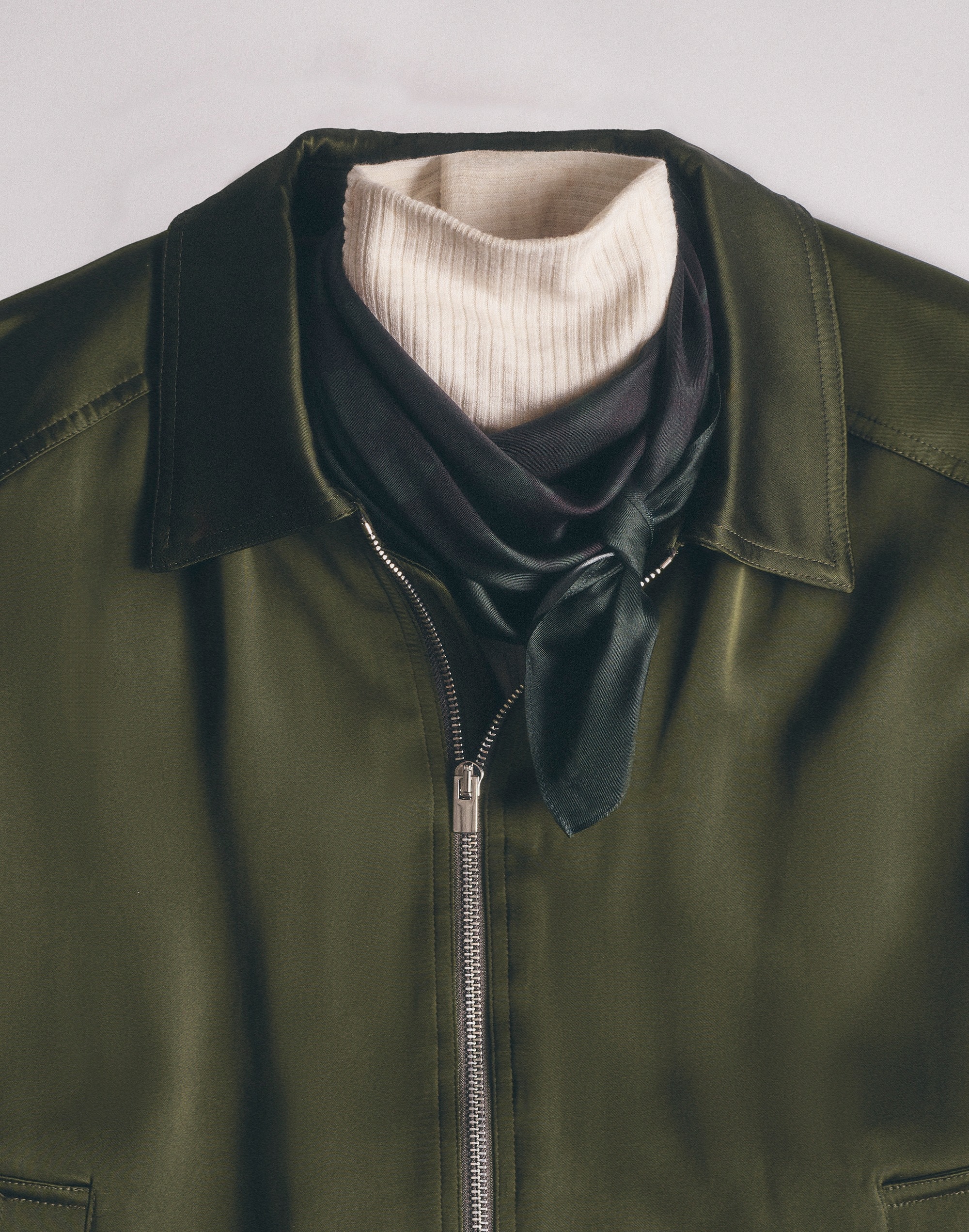 Relaxed Zip-Front Bomber Jacket