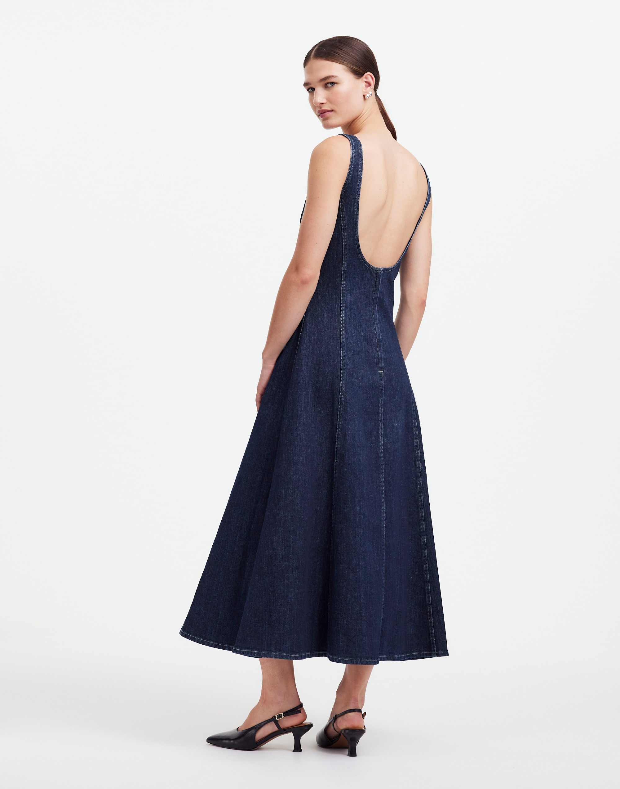 Alexa Chung for Madewell Denim Tank Midi Dress Pellson Wash |