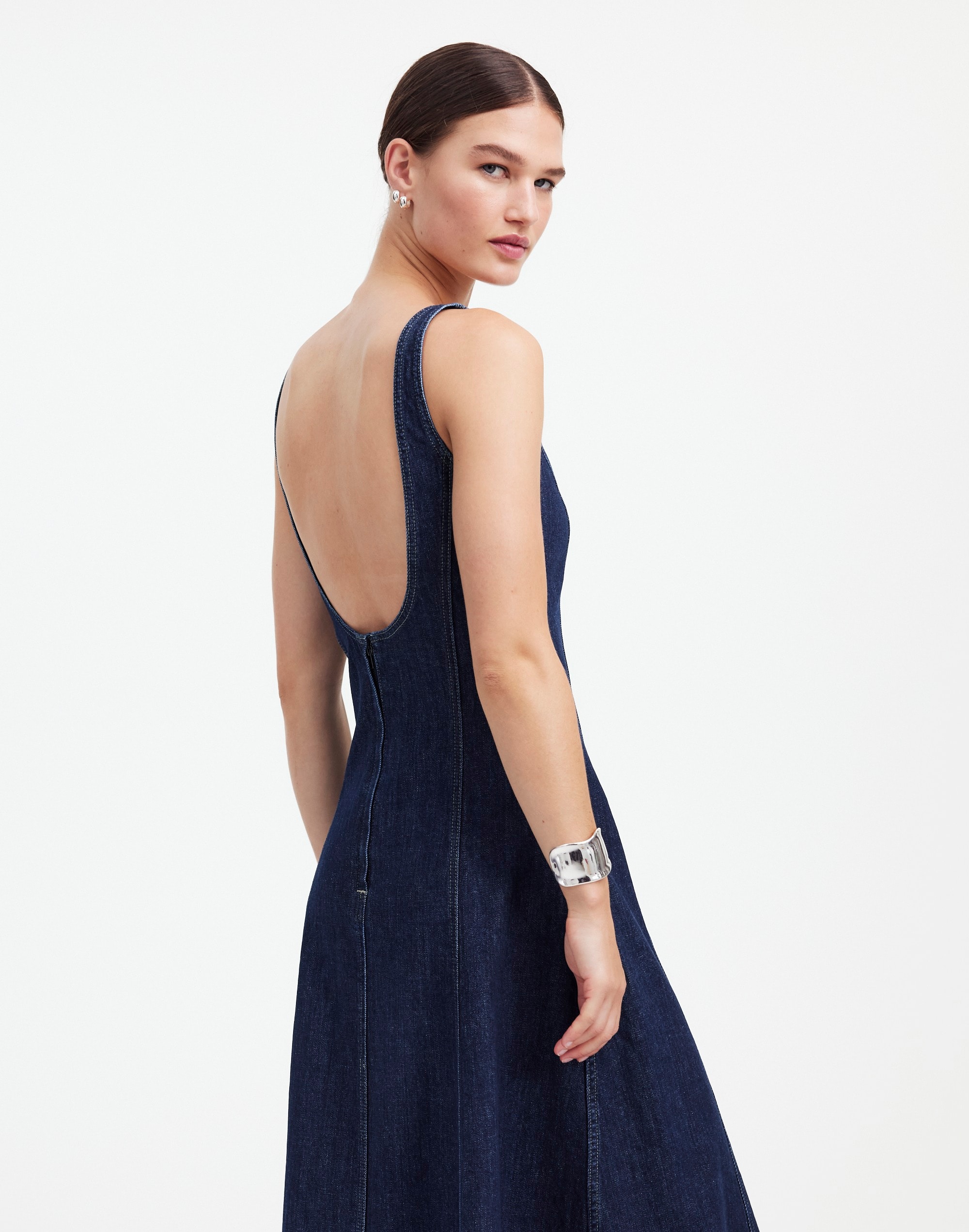 Alexa Chung for Madewell Denim Tank Midi Dress Pellson Wash |