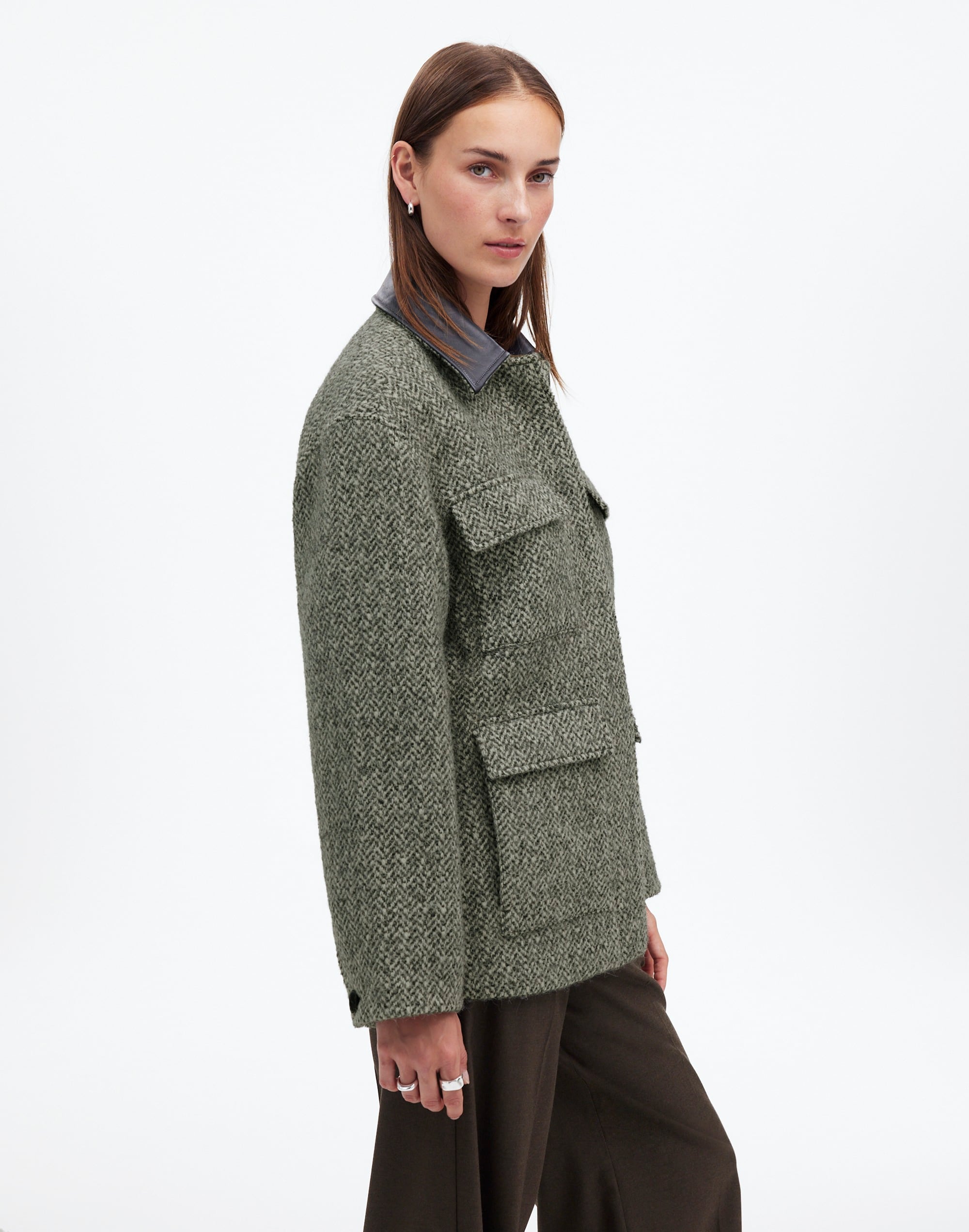 Leather Collar Flap-Pocket Field Jacket | Madewell